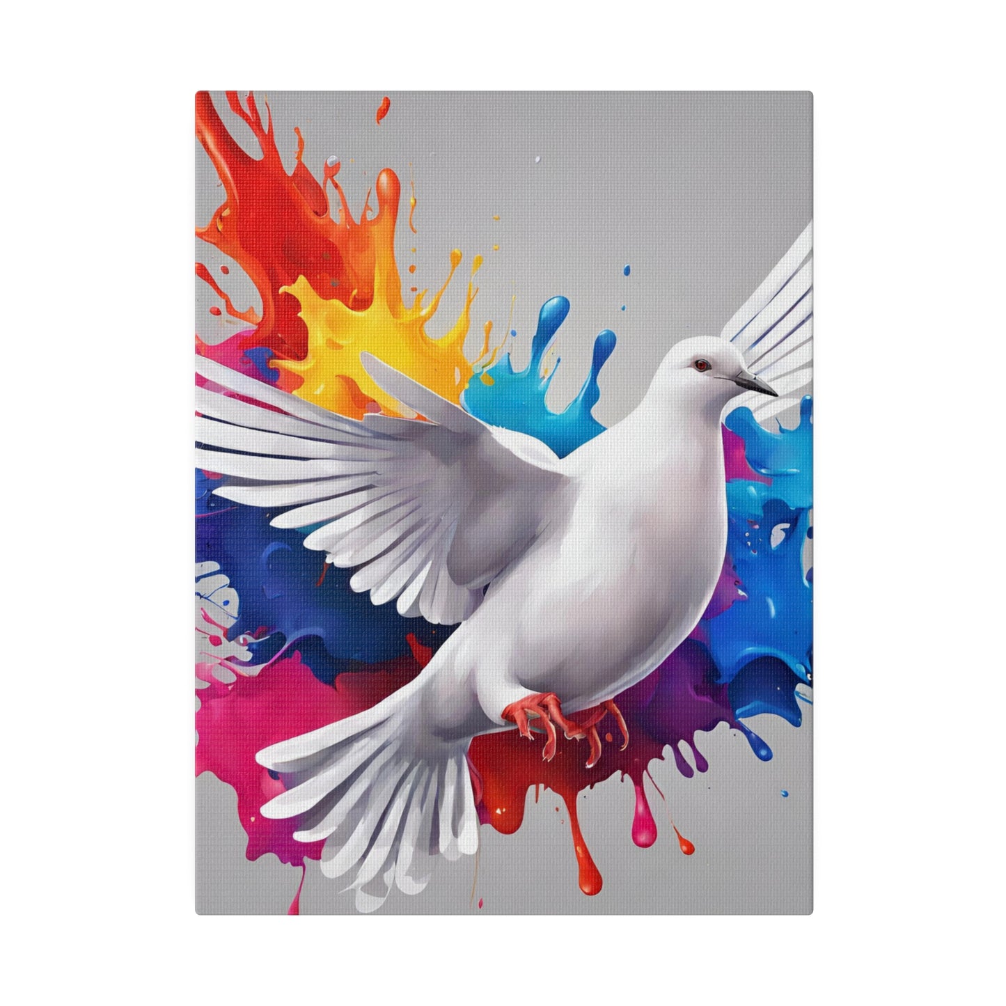 White Beautiful Dove canvas wall art, Animal Wall Art, Colorful home decor