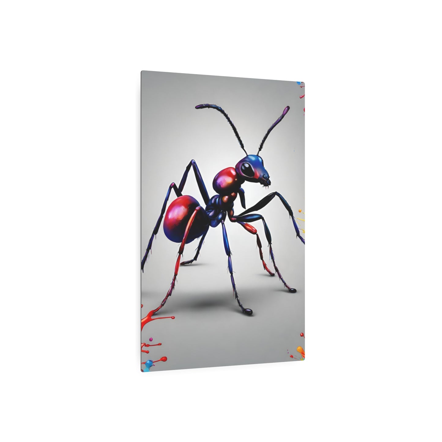 Metal Wall Art Decor featuring a Colorful Ant . Mounting tools included. Versatile Home Decor.