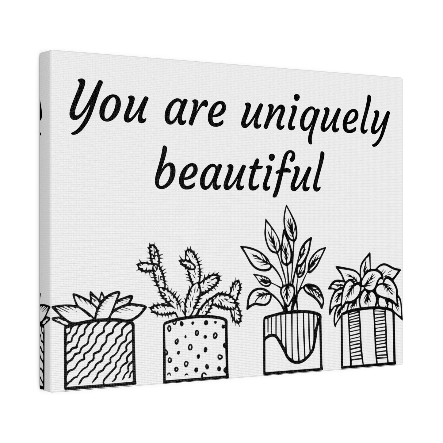 Inspirational, Minimal, Black and White Wall Art Canvas Print, Stretched
