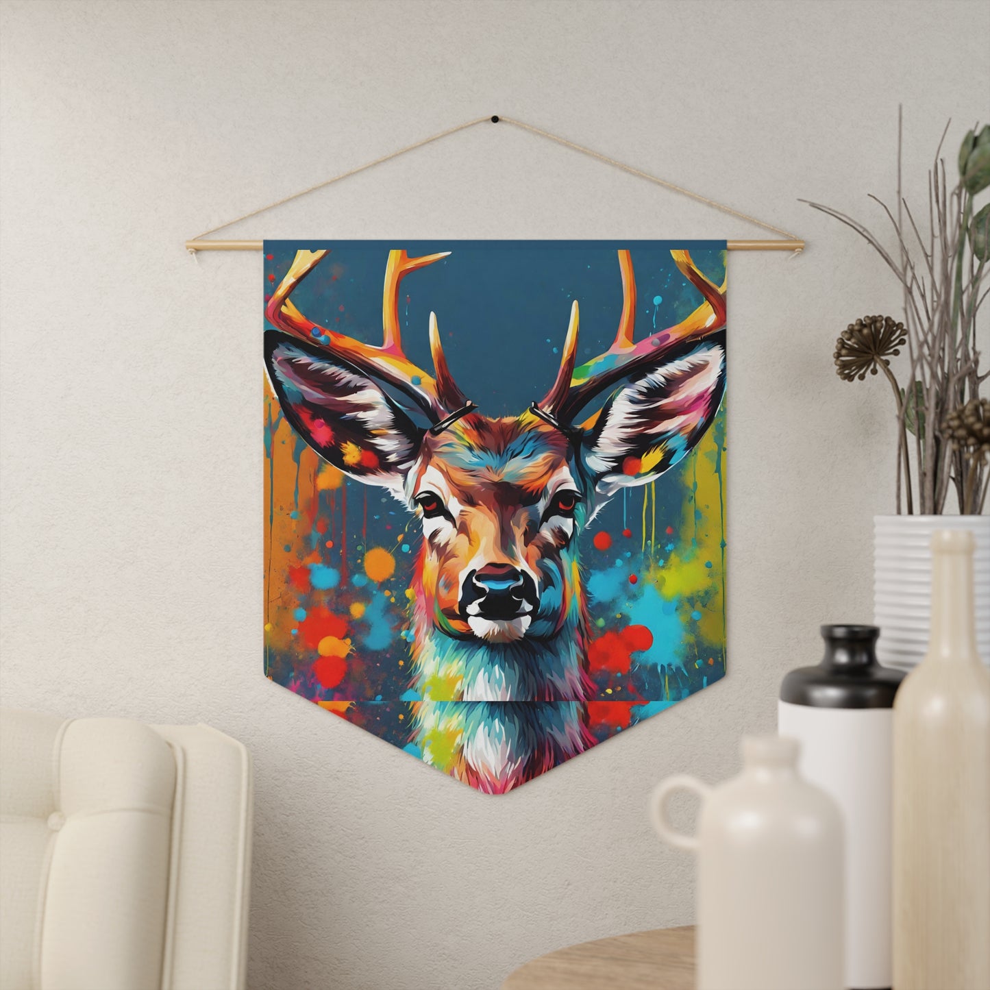 Colorful Deer. Pennant wall art for home decor