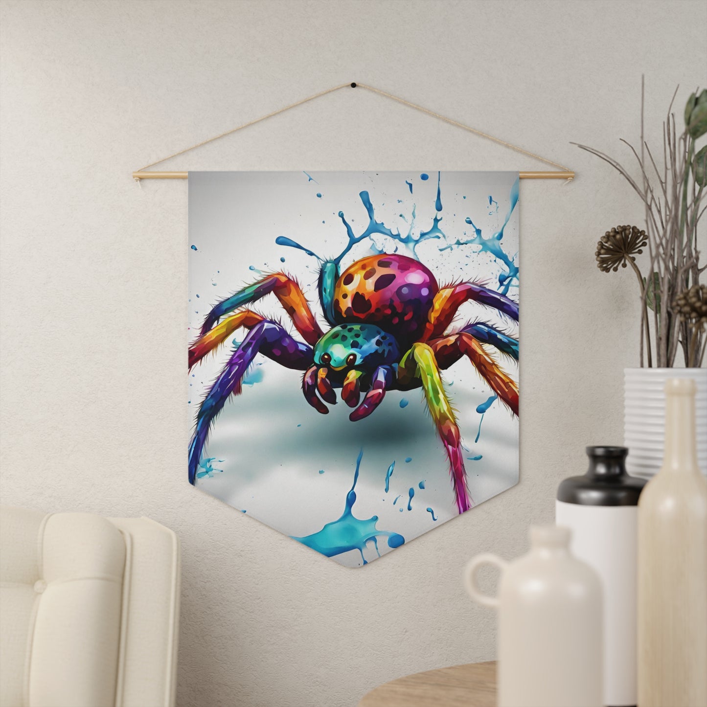 Colorful Spider. Pennant wall art for home decor
