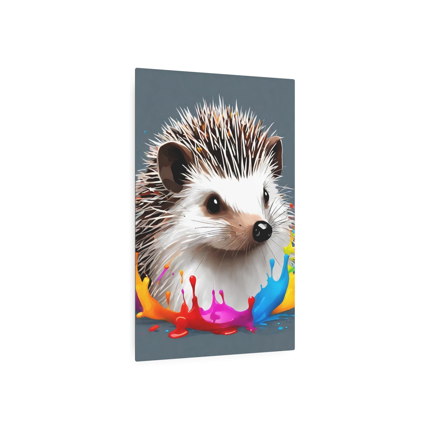 Metal Wall Art Decor featuring a Colorful Hedgehog. Mounting tools included. Versatile Home Decor.