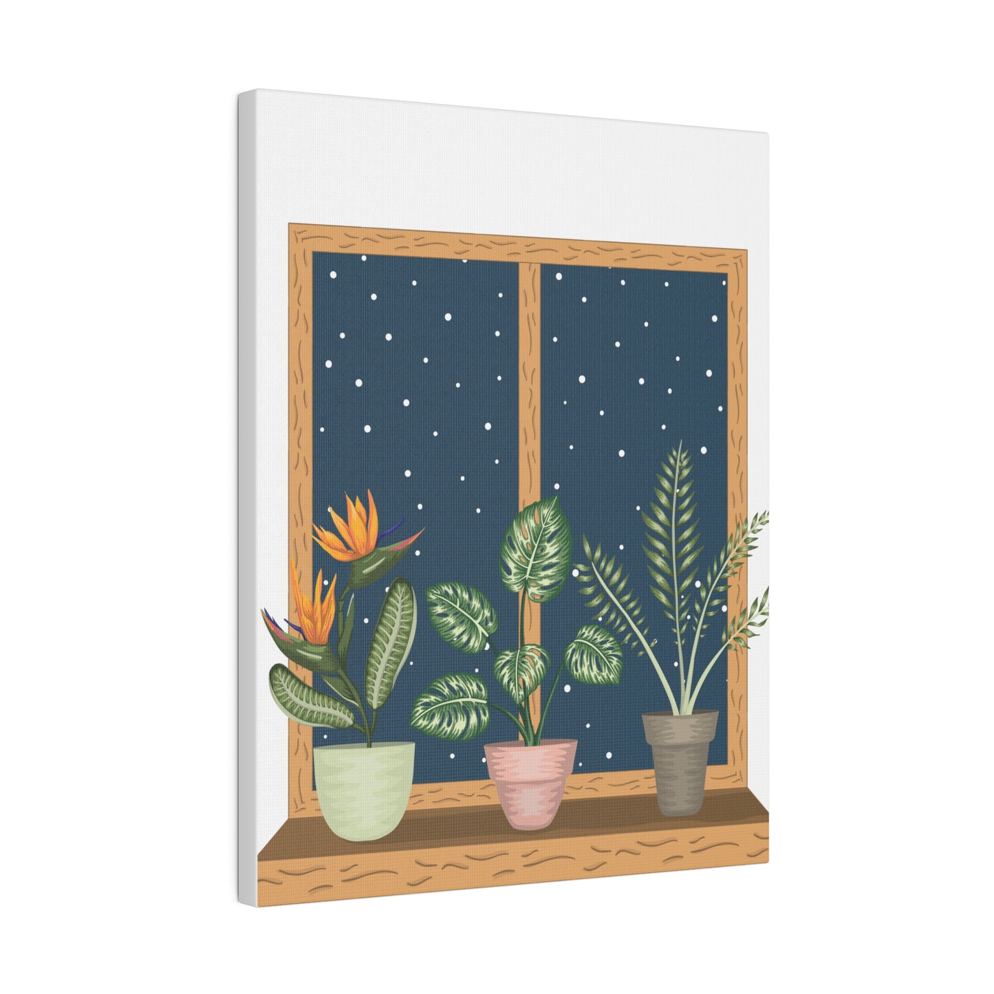 Windows Potted Plants Matte Canvas Wall Art, Botanical Wall Art, Stretched
