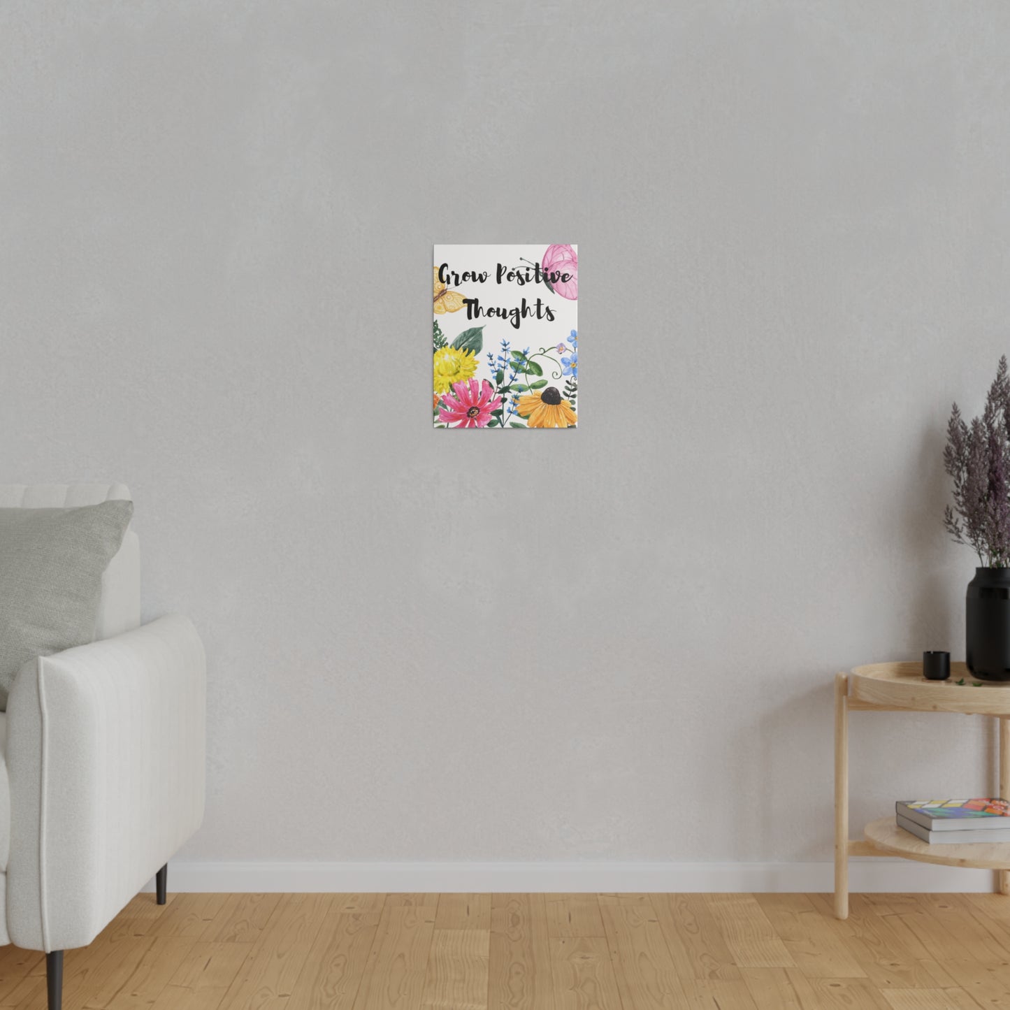 Grow Positive Thoughts Inspirational Wildflower Botanical Wall Art