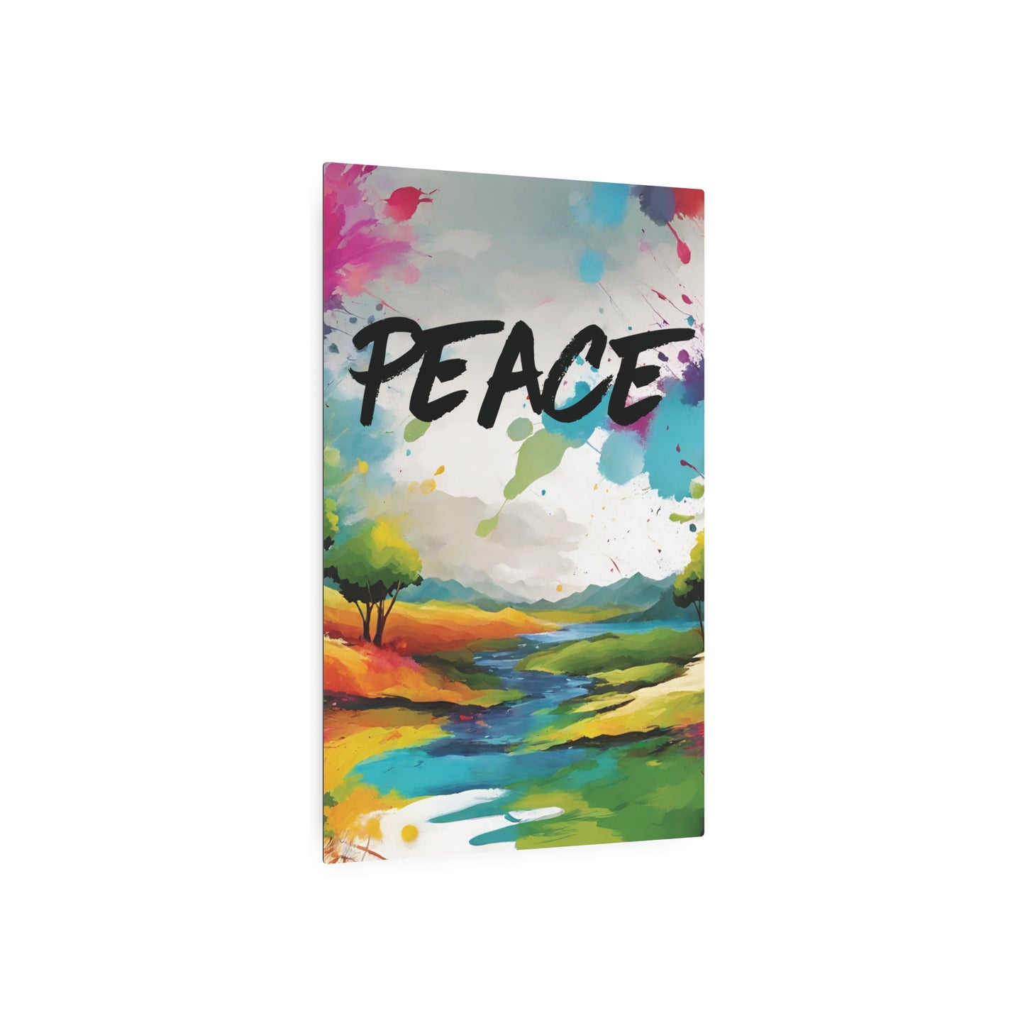 Metal Wall Art Decor featuring a Colorful Lanscape. Mounting tools included. Versatile Home Decor.