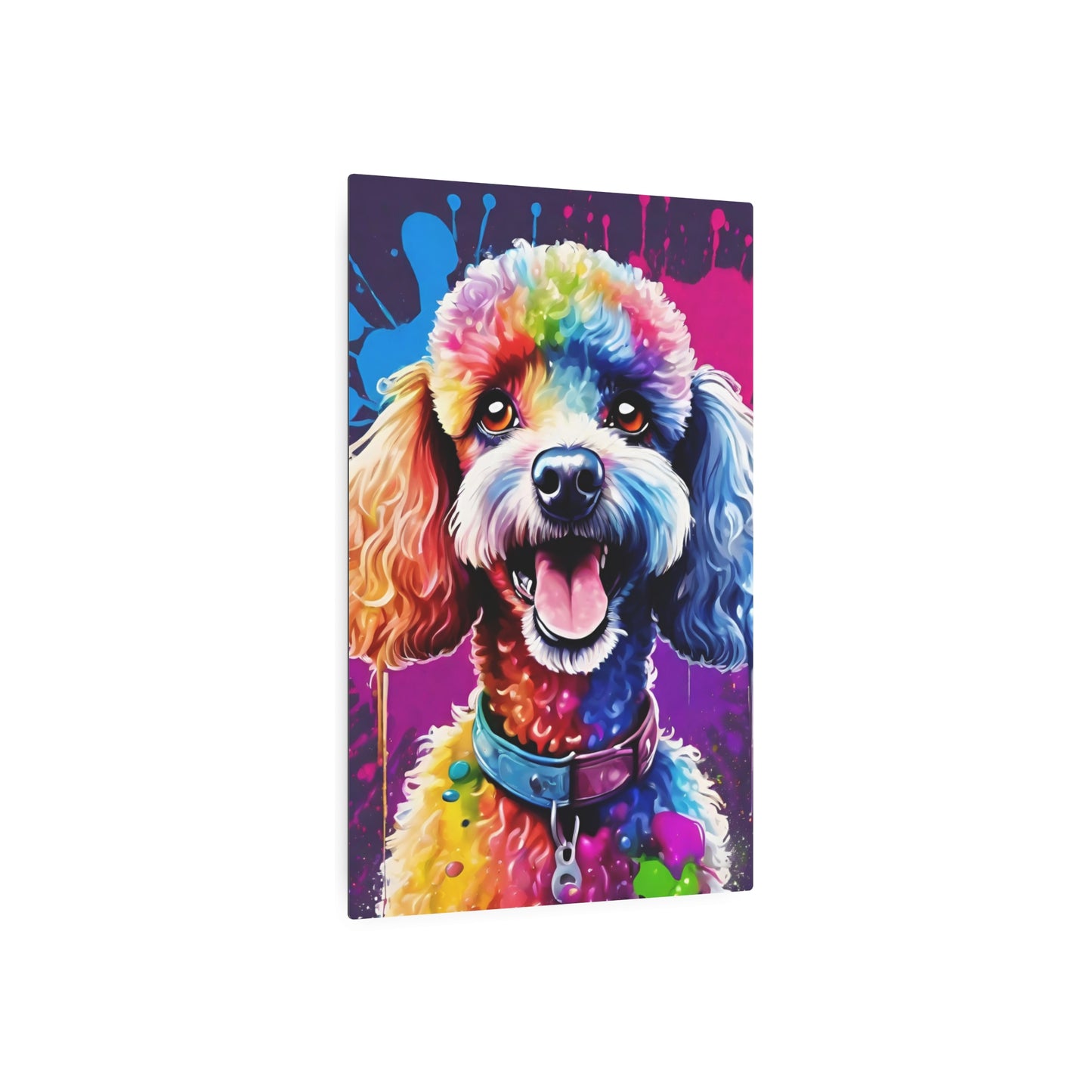 Metal Wall Art Decor featuring a Colorful Poodle . Mounting tools included. Versatile Home Decor.
