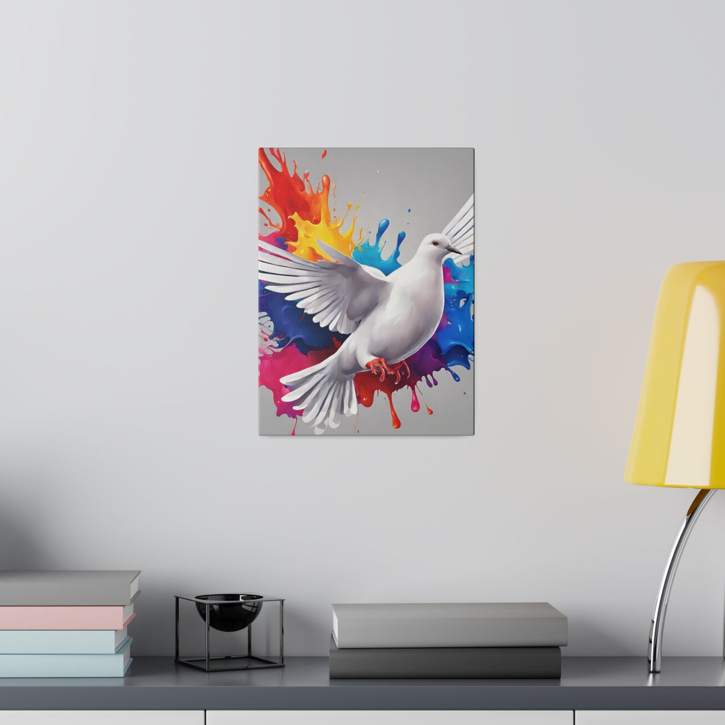 White Beautiful Dove canvas wall art, Animal Wall Art, Colorful home decor