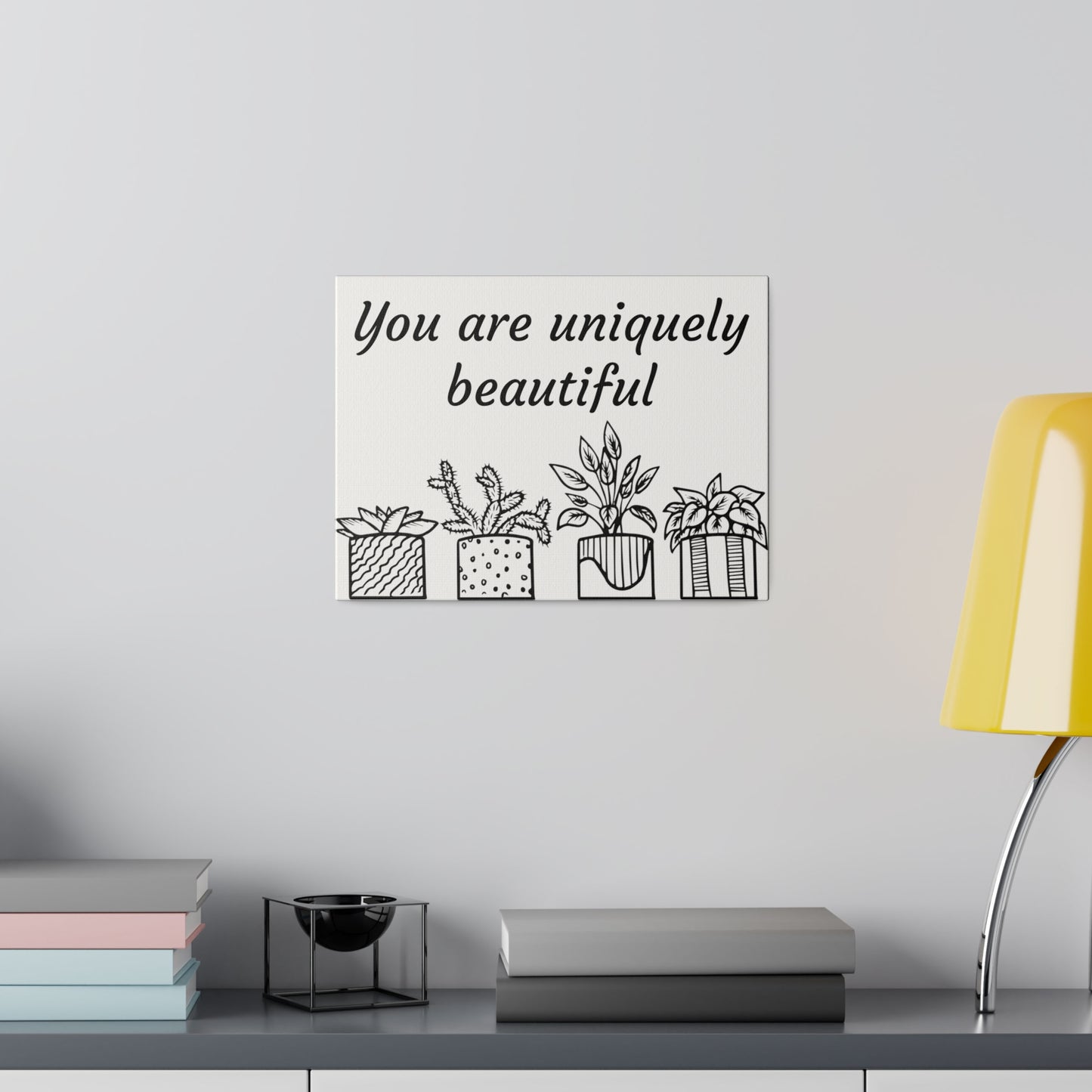 Inspirational, Minimal, Black and White Wall Art Canvas Print, Stretched