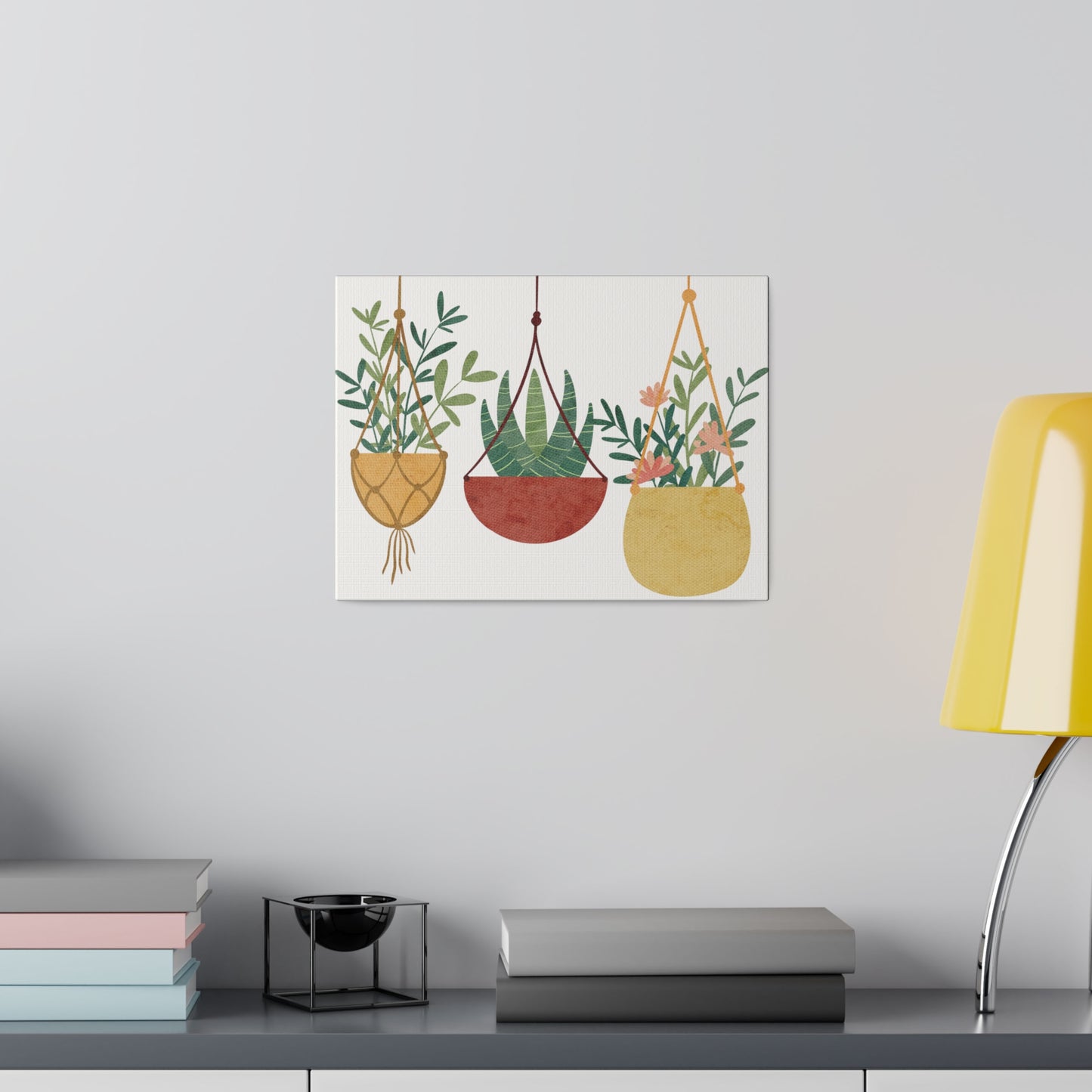 Three Beautiful Hanging Plants Canvas Wall Art, Botanical Wall Art