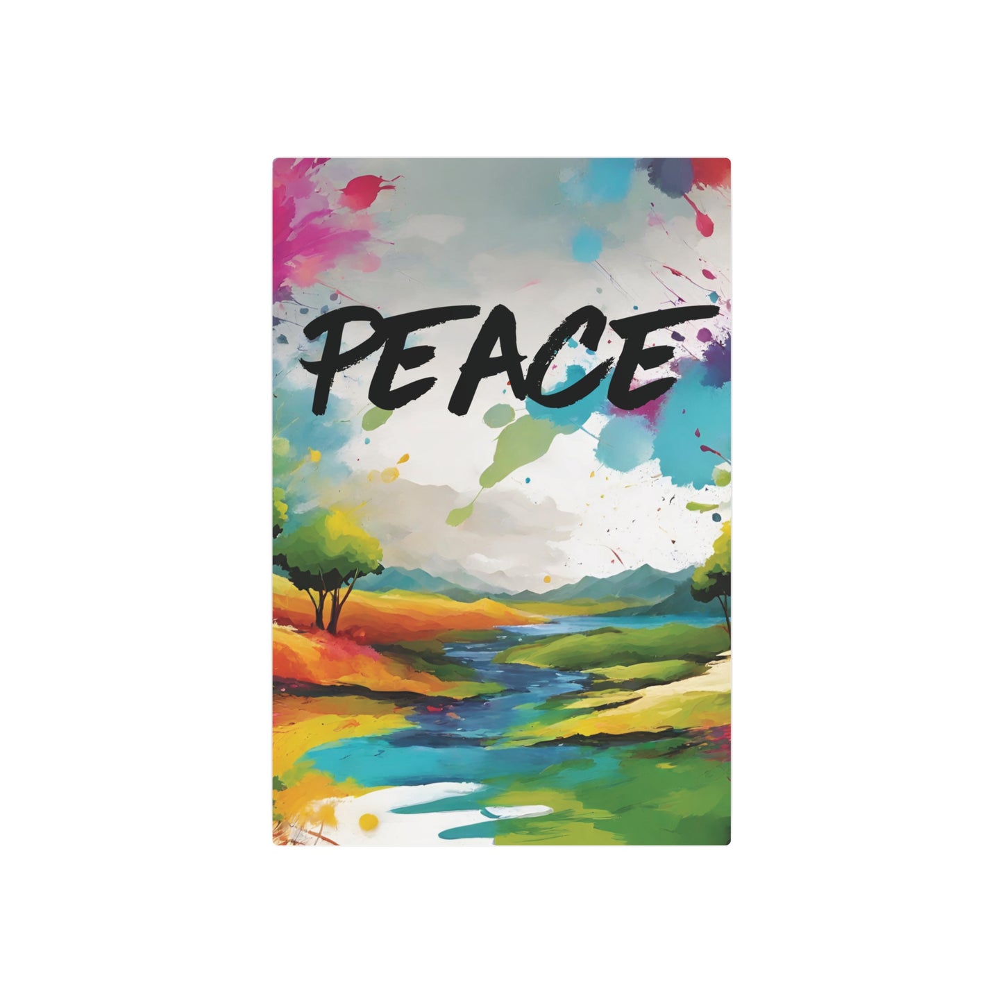 Metal Wall Art Decor featuring a Colorful Lanscape. Mounting tools included. Versatile Home Decor.