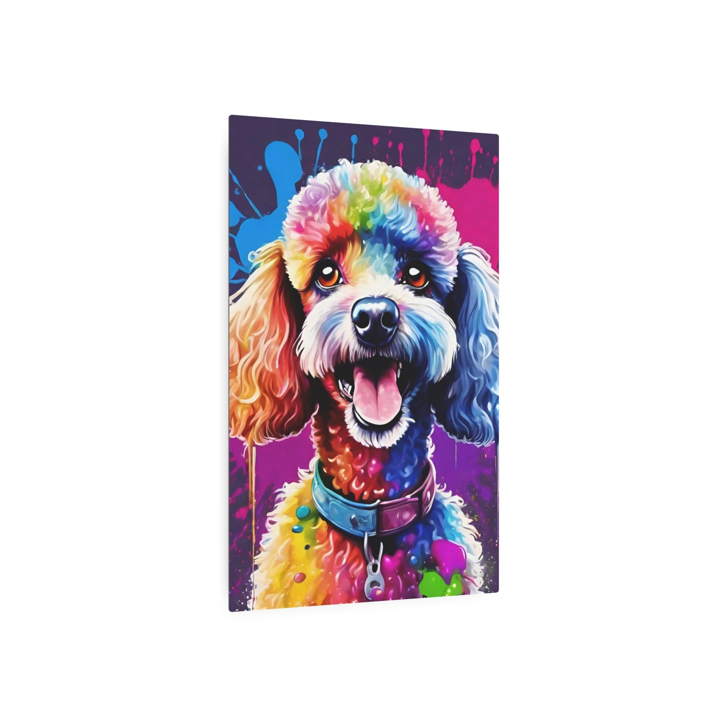 Metal Wall Art Decor featuring a Colorful Poodle . Mounting tools included. Versatile Home Decor.