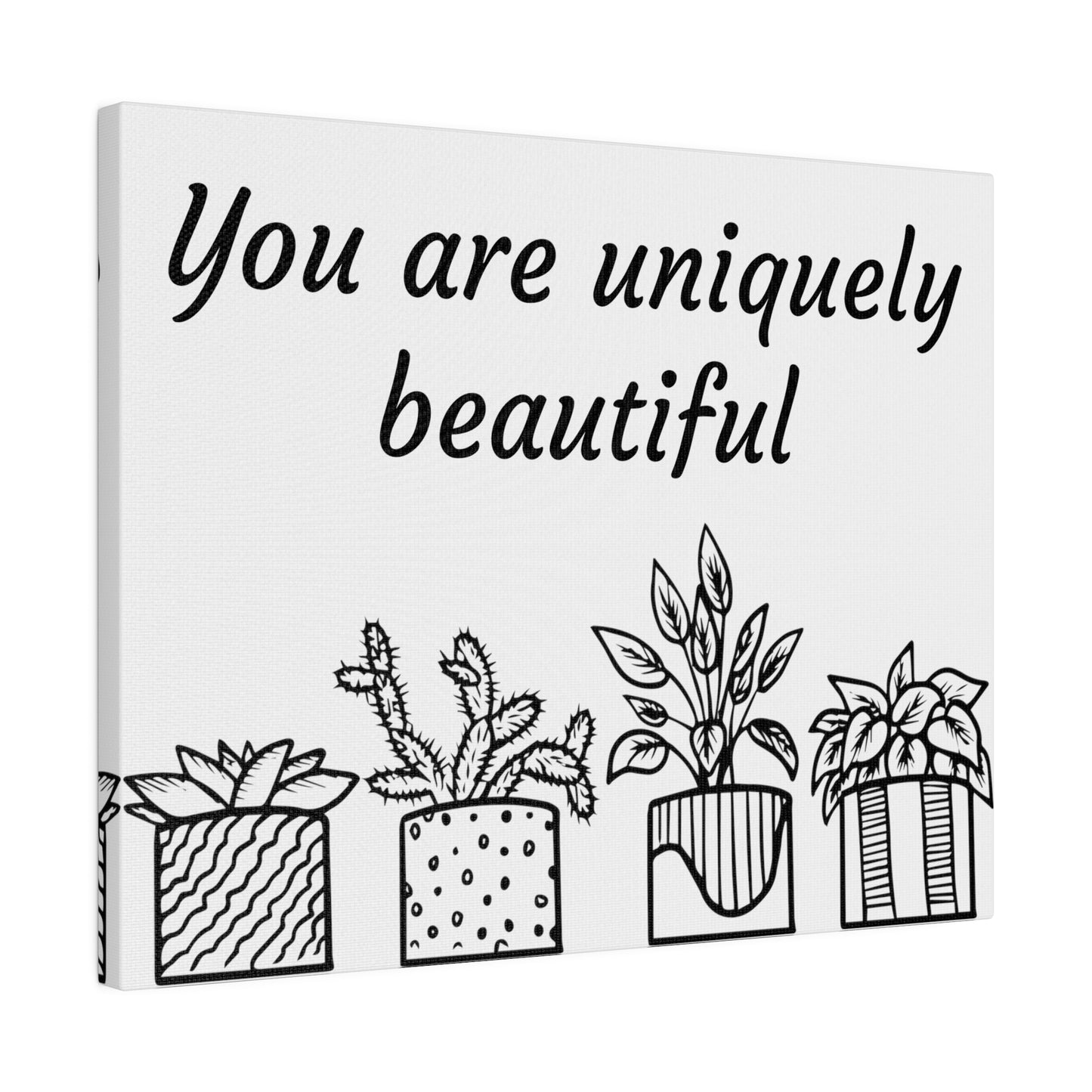 Inspirational, Minimal, Black and White Wall Art Canvas Print, Stretched