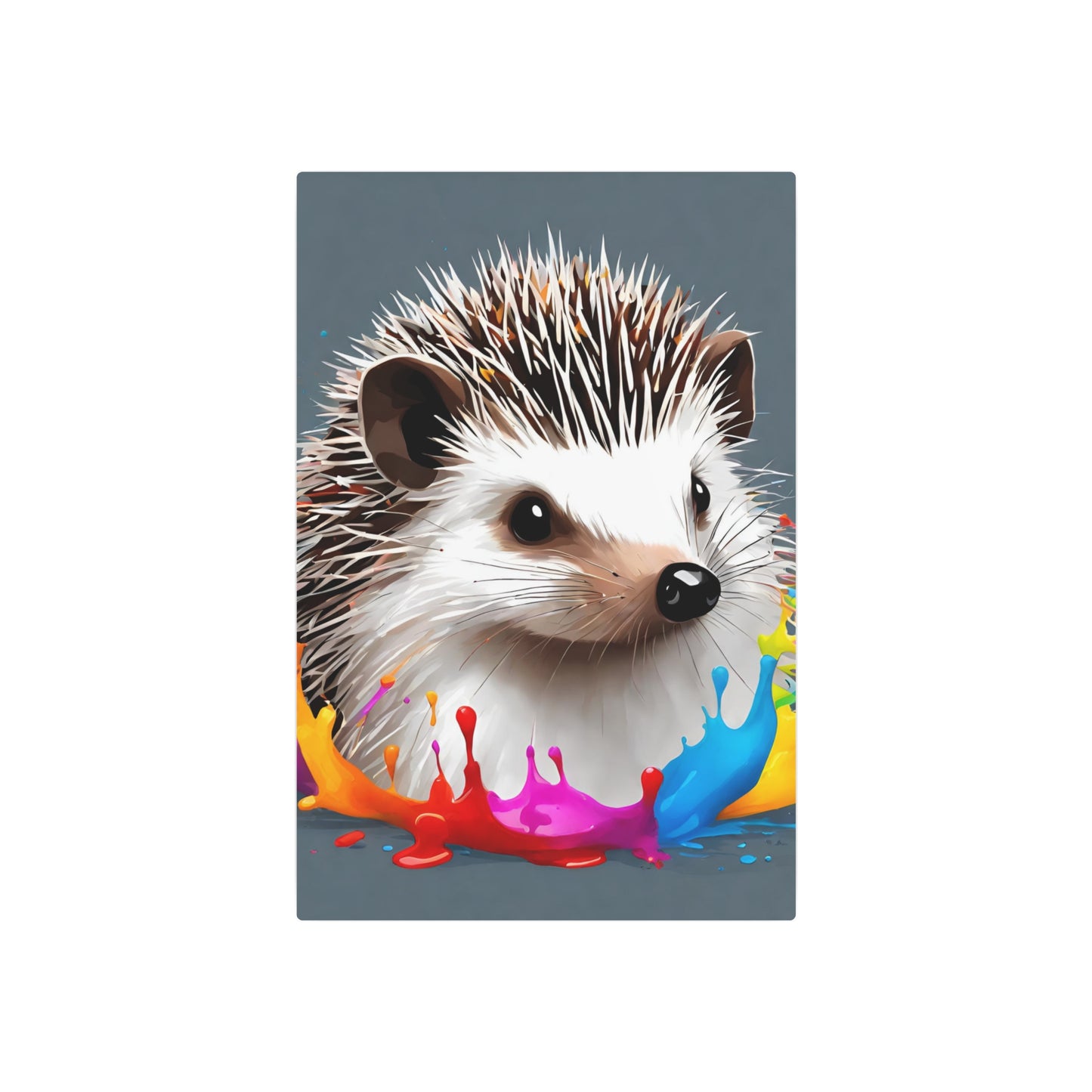 Metal Wall Art Decor featuring a Colorful Hedgehog. Mounting tools included. Versatile Home Decor.