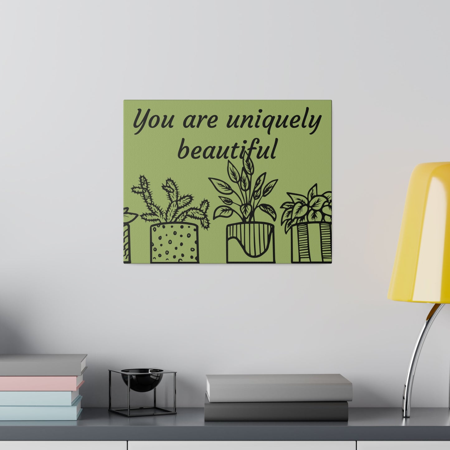 Minimalist Potted Plants Canvas Wall Art, Botanical Wall Art, Stretched