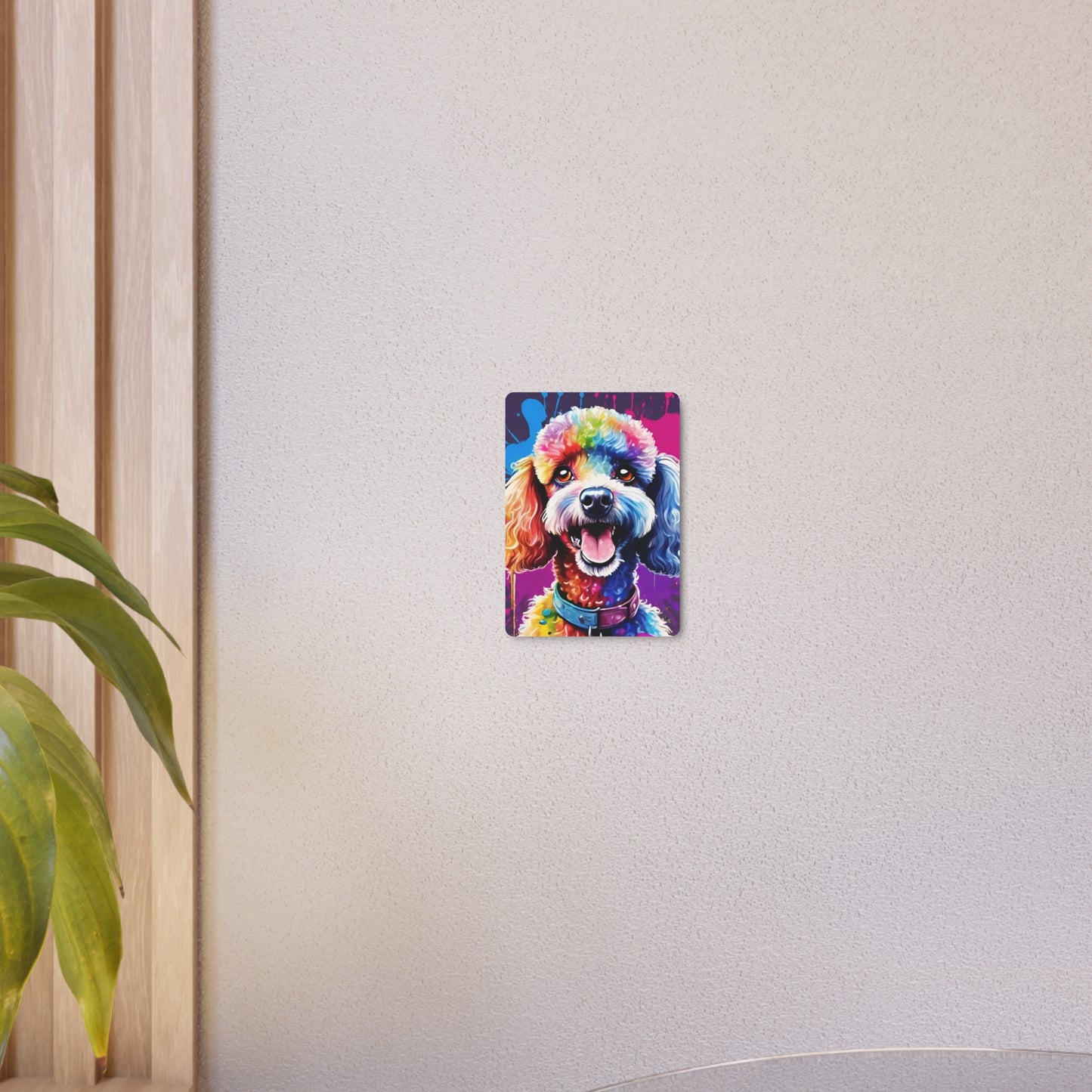 Metal Wall Art Decor featuring a Colorful Poodle . Mounting tools included. Versatile Home Decor.