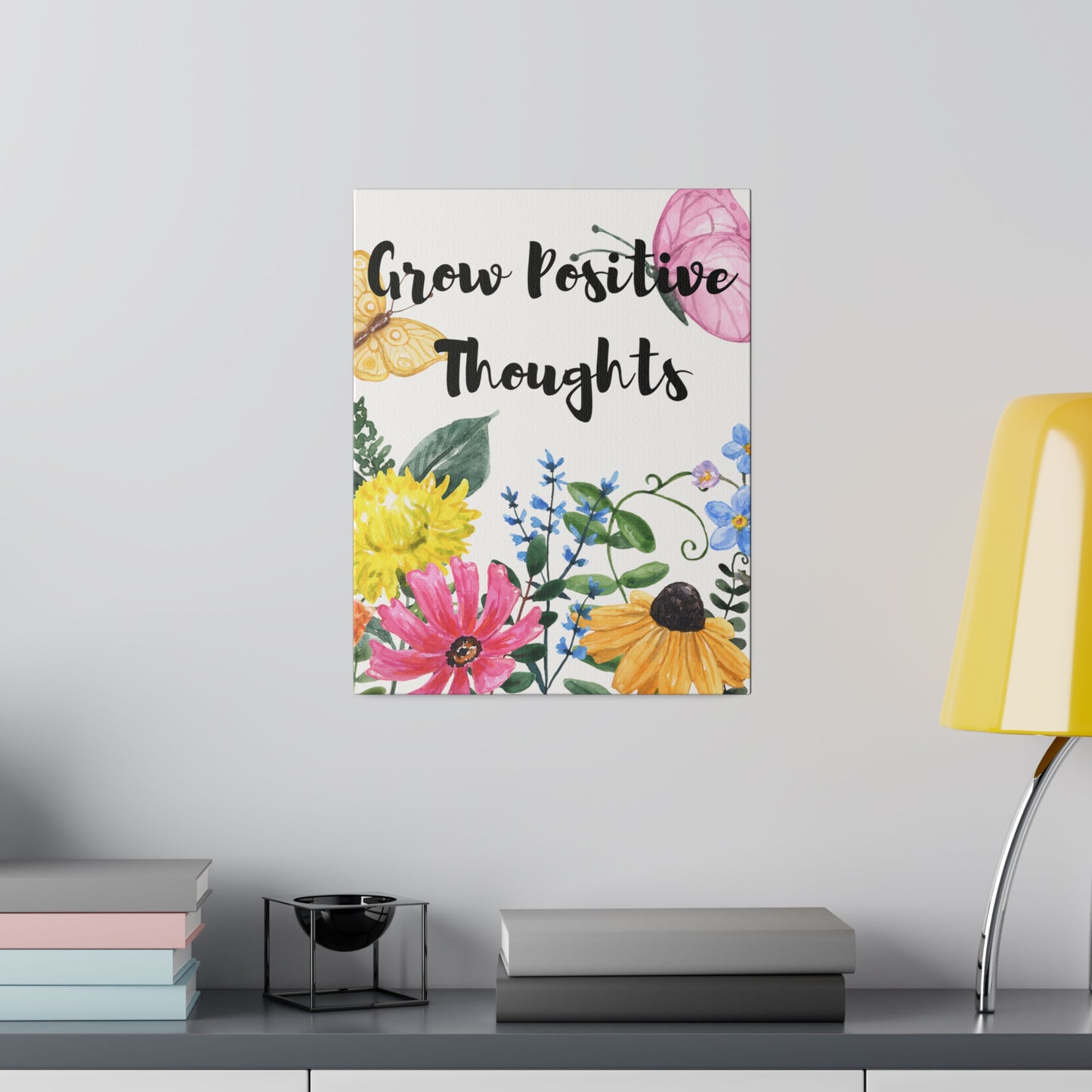 Grow Positive Thoughts Inspirational Wildflower Botanical Wall Art