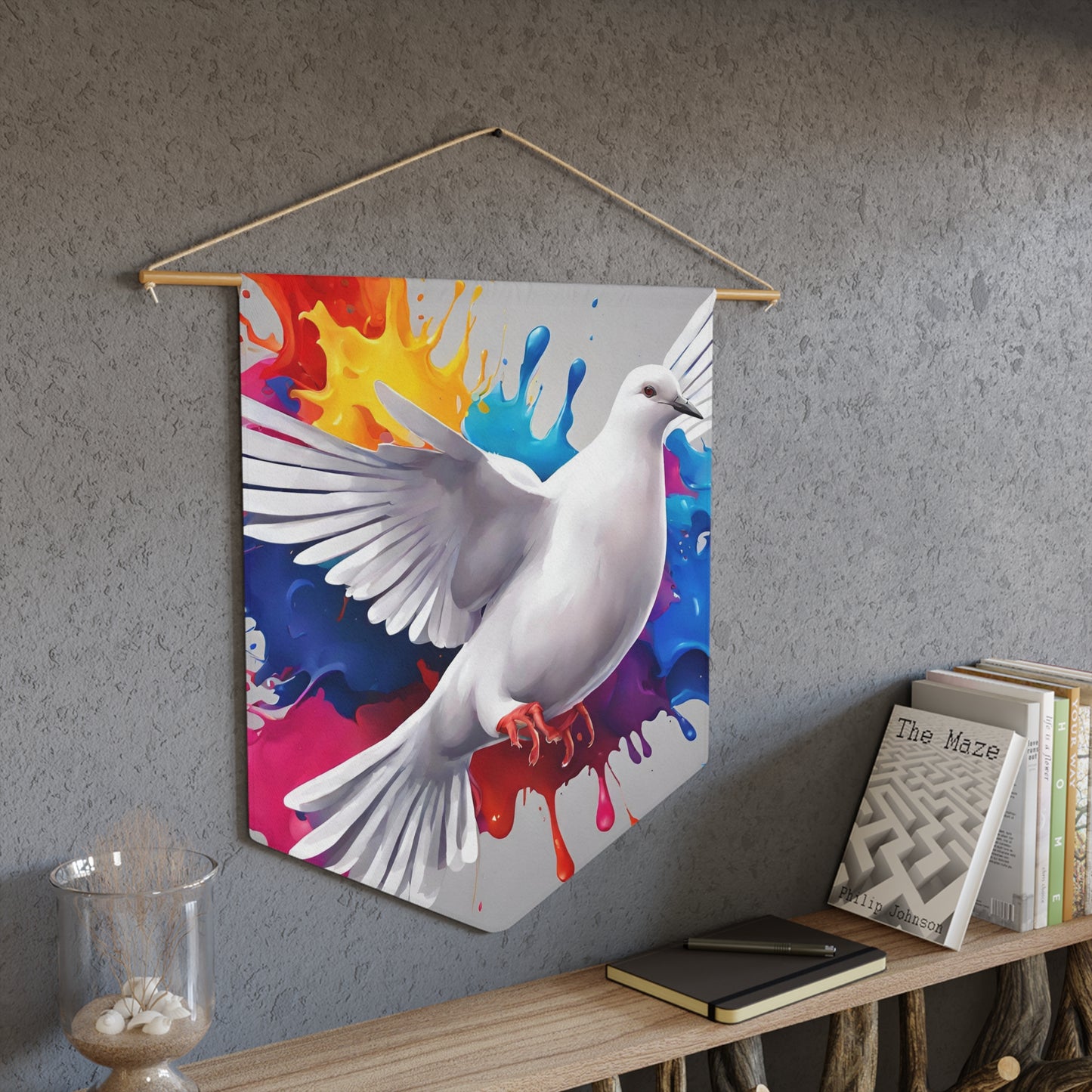 Colorful Dove Pennant wall art for home decor