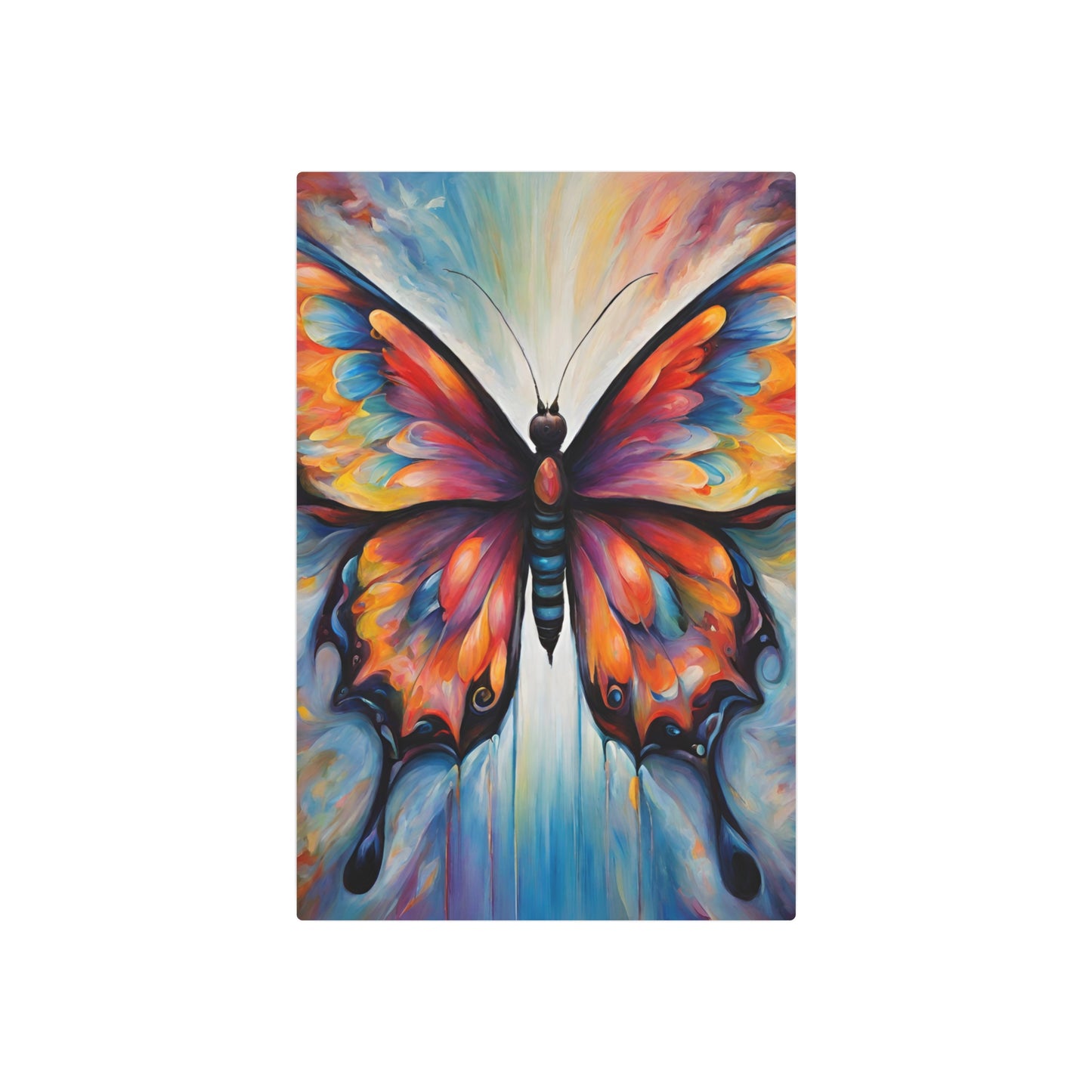 Metal Wall Art Decor featuring a Colorful Butterfly. Mounting tools included. Versatile Home Decor.