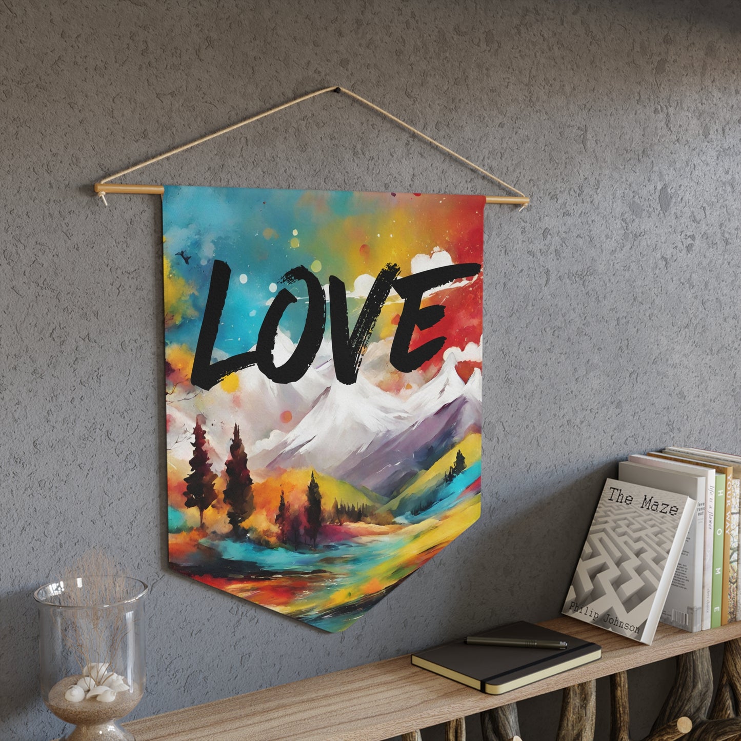 Colorful Love Lanscape. Pennant wall art for home decor