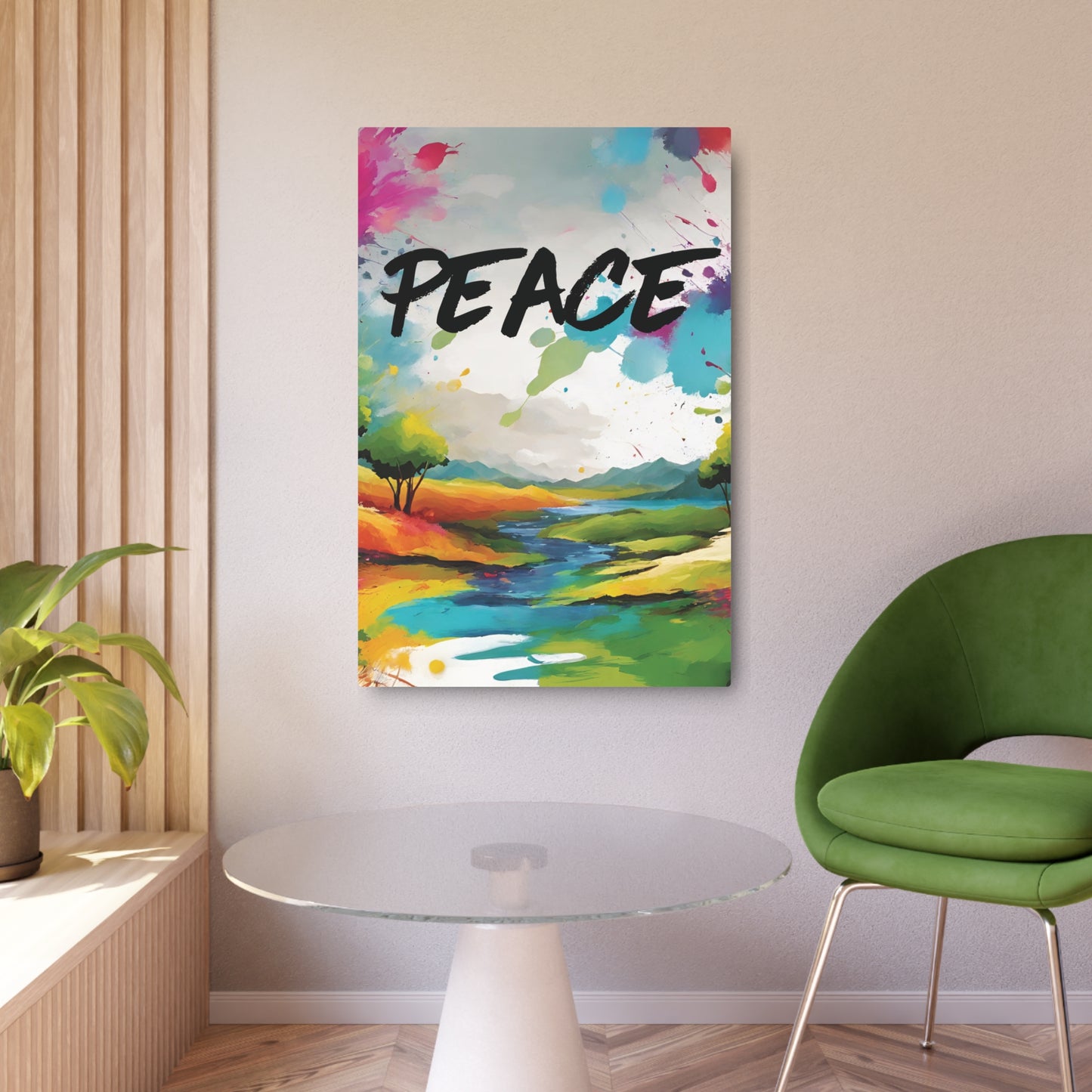 Metal Wall Art Decor featuring a Colorful Lanscape. Mounting tools included. Versatile Home Decor.