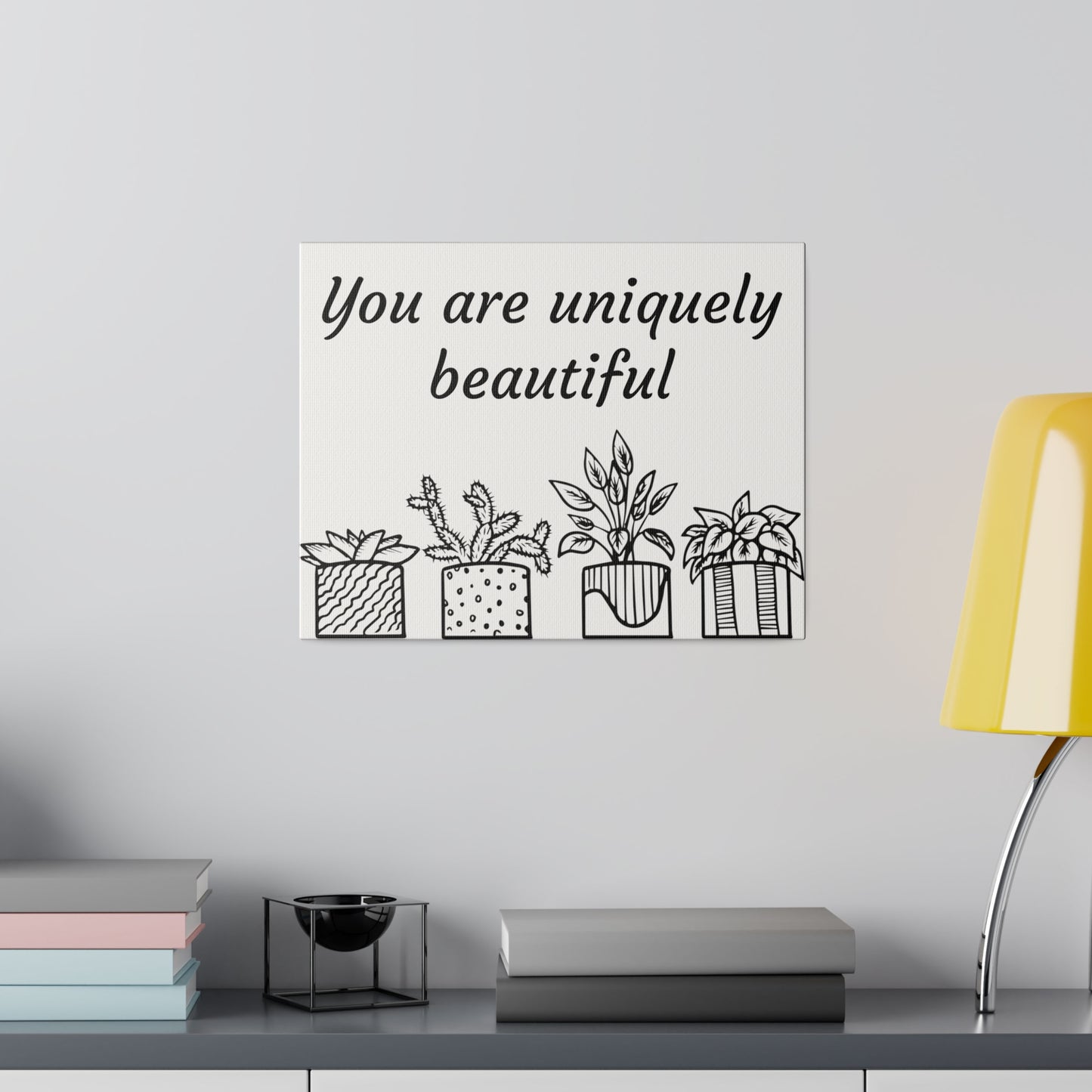 Inspirational, Minimal, Black and White Wall Art Canvas Print, Stretched