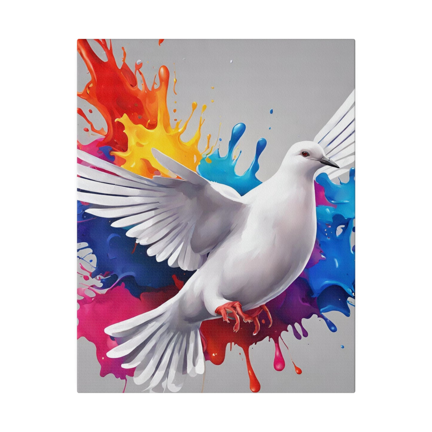 White Beautiful Dove canvas wall art, Animal Wall Art, Colorful home decor