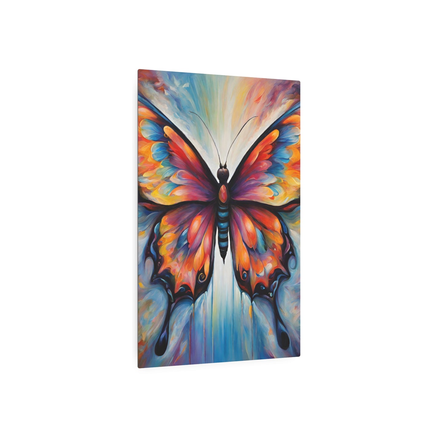 Metal Wall Art Decor featuring a Colorful Butterfly. Mounting tools included. Versatile Home Decor.