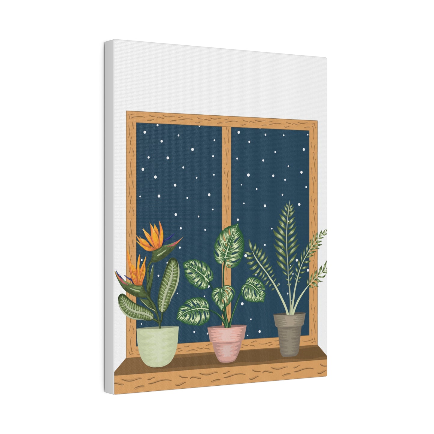 Windows Potted Plants Matte Canvas Wall Art, Botanical Wall Art, Stretched