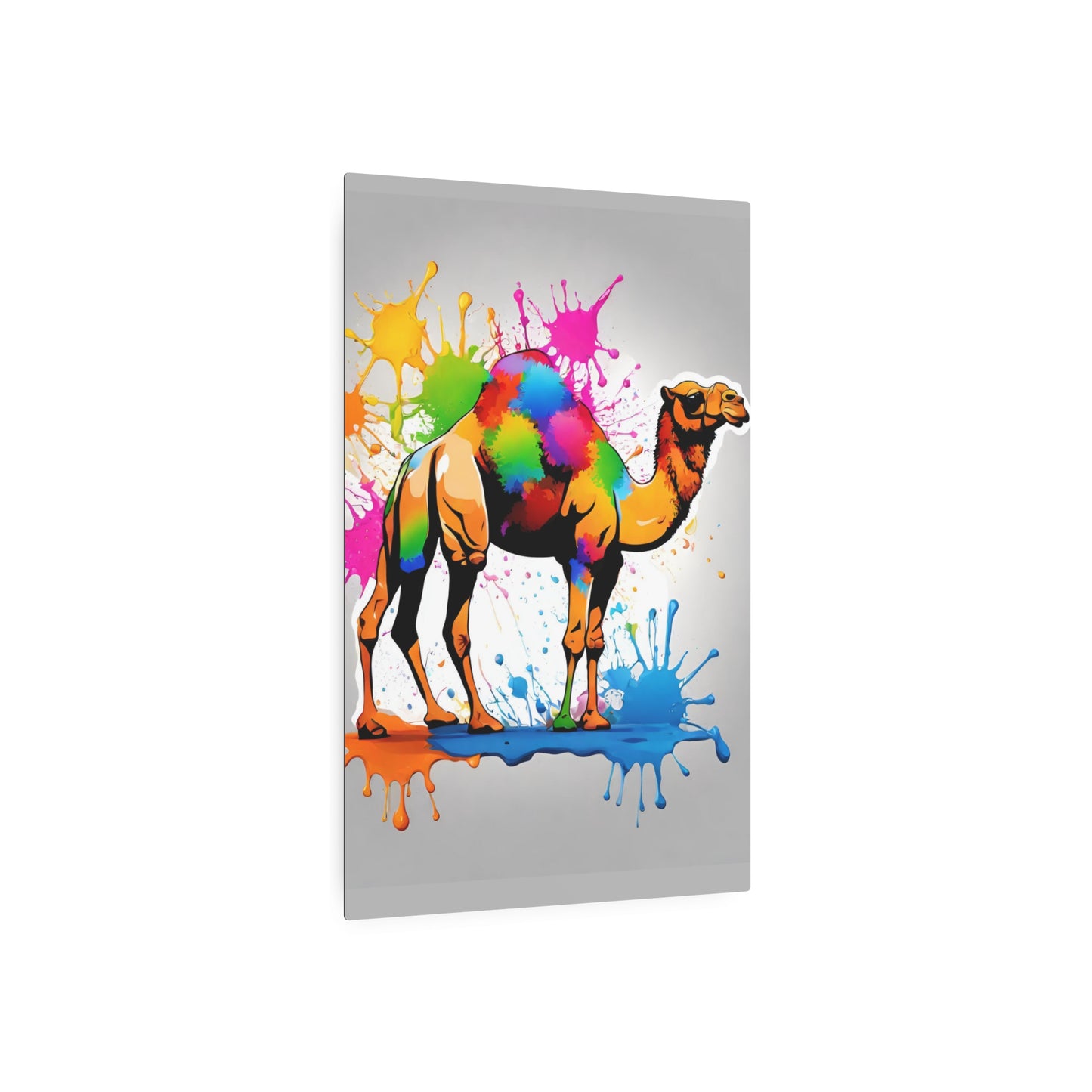 Metal Wall Art Decor featuring a Colorful Camel . Mounting tools included. Versatile Home Decor.