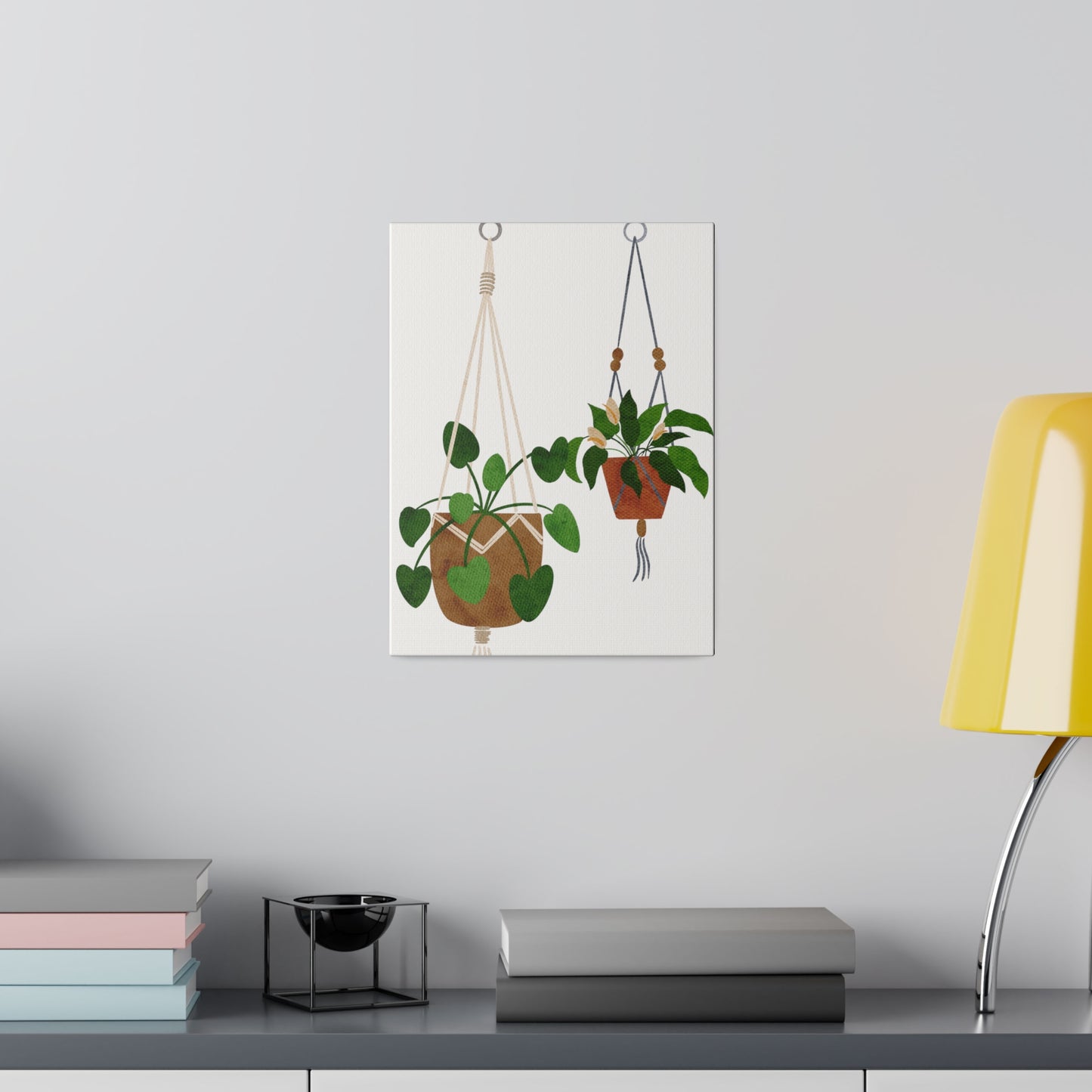 Modern Hanging Plants Canvas Wall Art, Botanical Wall Art, Stretched, 0.75"
