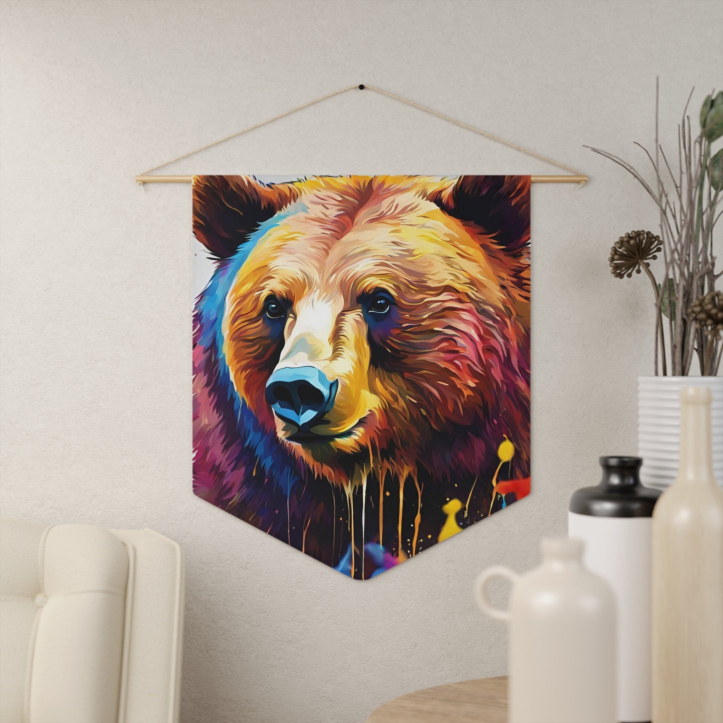 Colorful Bear. Pennant wall art for home decor
