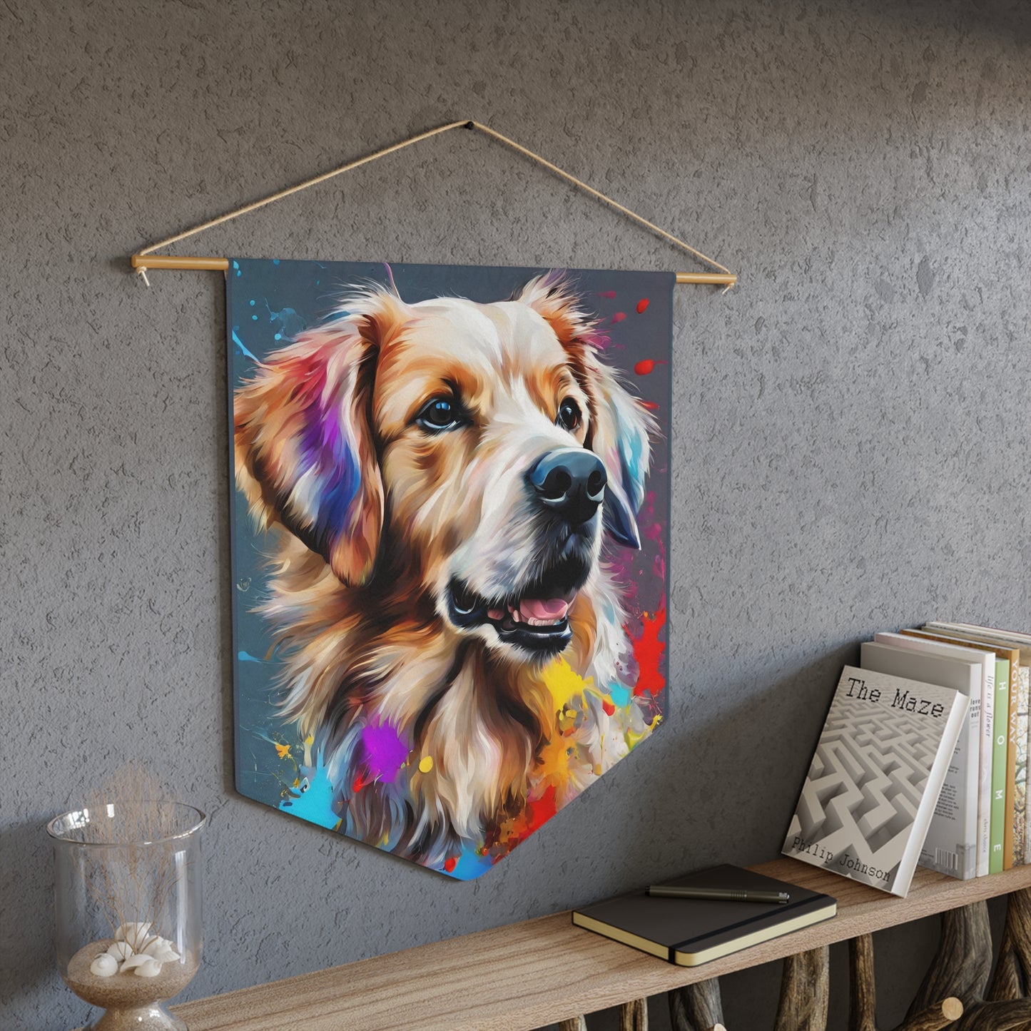 Colorful Dog Pennant wall art for home decor