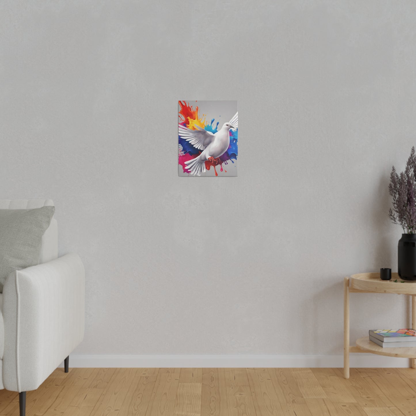 White Beautiful Dove canvas wall art, Animal Wall Art, Colorful home decor