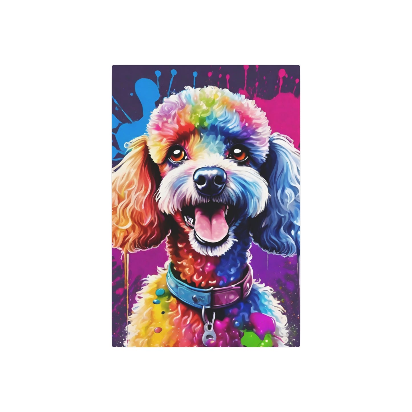 Metal Wall Art Decor featuring a Colorful Poodle . Mounting tools included. Versatile Home Decor.