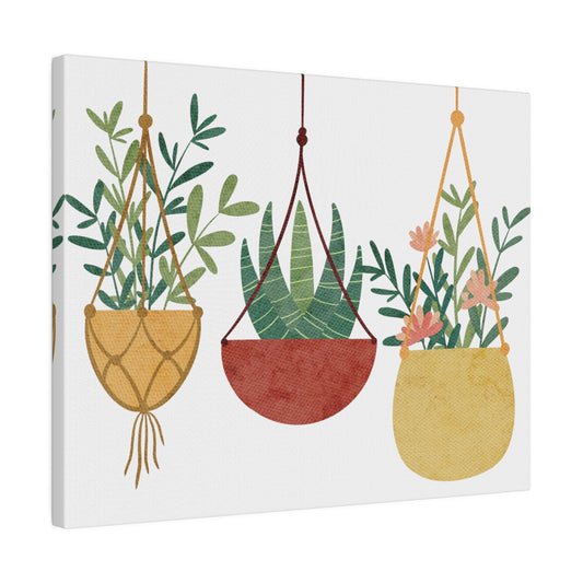 Three Beautiful Hanging Plants Canvas Wall Art, Botanical Wall Art
