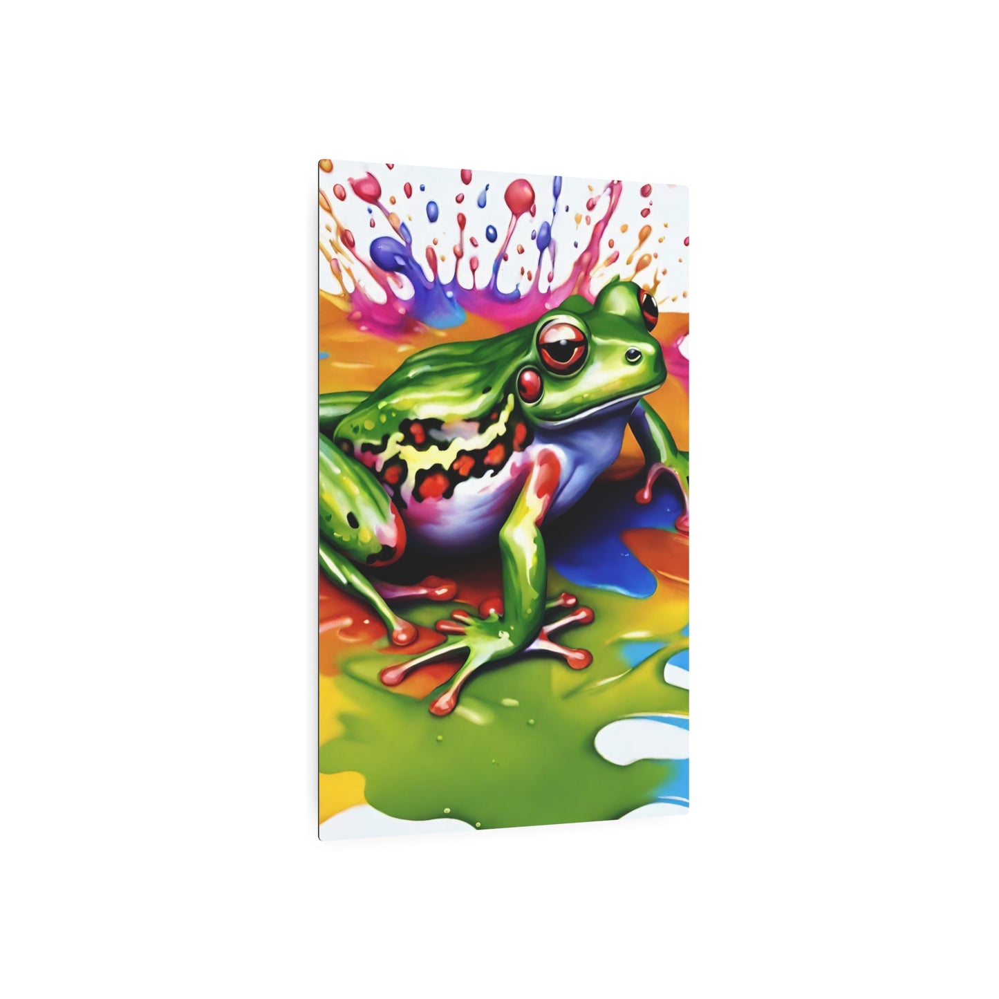 Metal Wall Art Decor featuring a Colorful Frog . Mounting tools included. Versatile Home Decor.
