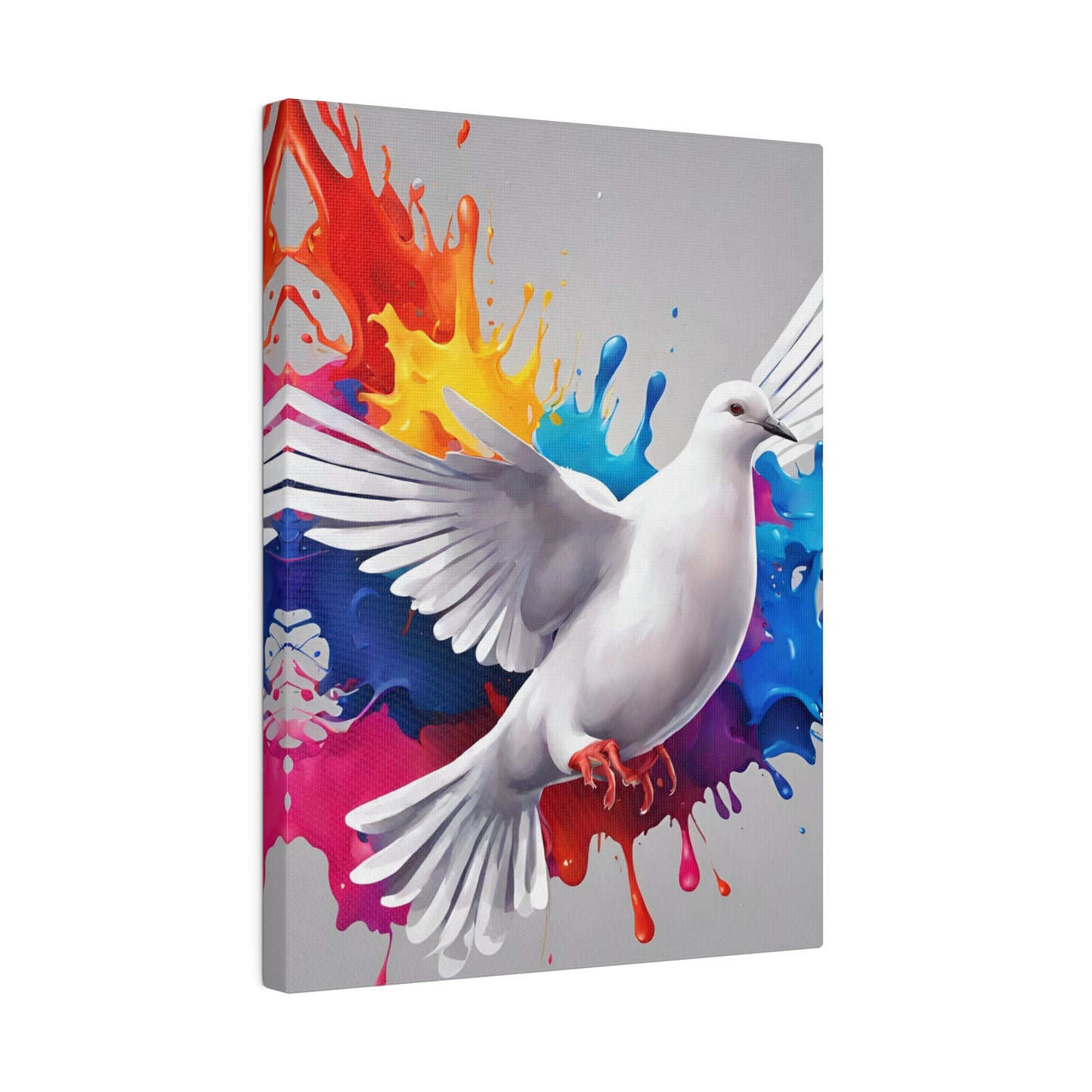 White Beautiful Dove canvas wall art, Animal Wall Art, Colorful home decor