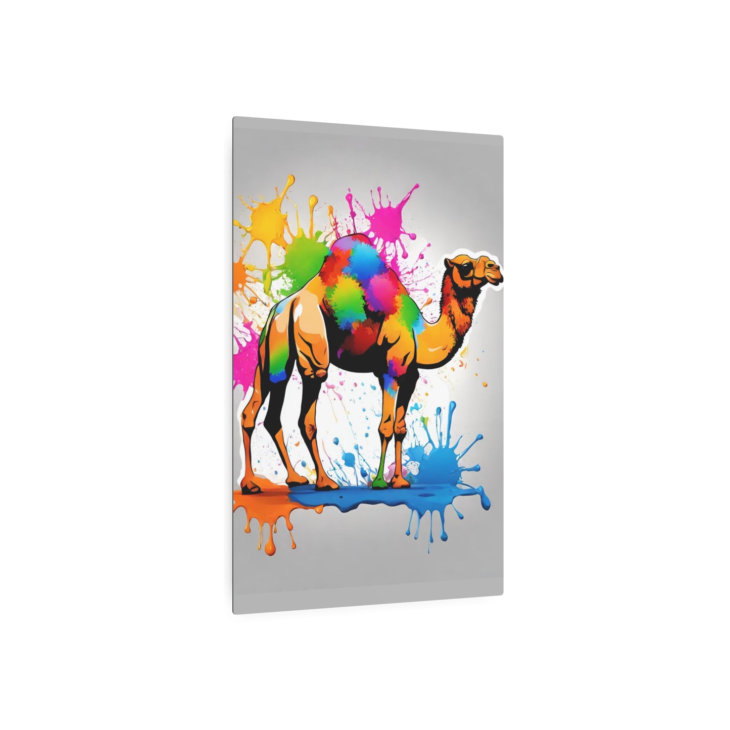 Metal Wall Art Decor featuring a Colorful Camel . Mounting tools included. Versatile Home Decor.