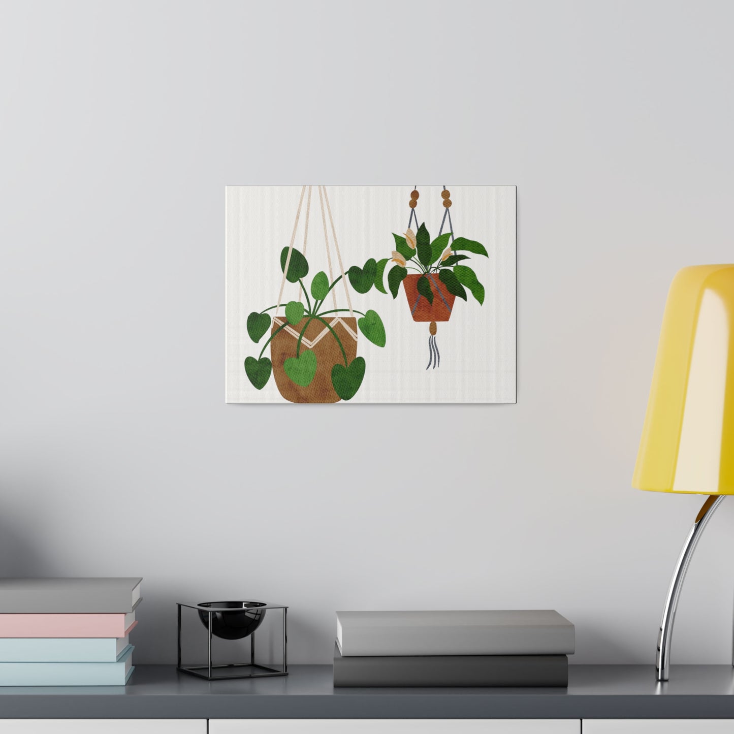 Modern Hanging Plants Canvas Wall Art, Botanical Wall Art, Stretched, 0.75"