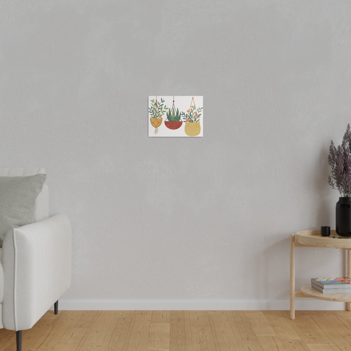 Three Beautiful Hanging Plants Canvas Wall Art, Botanical Wall Art