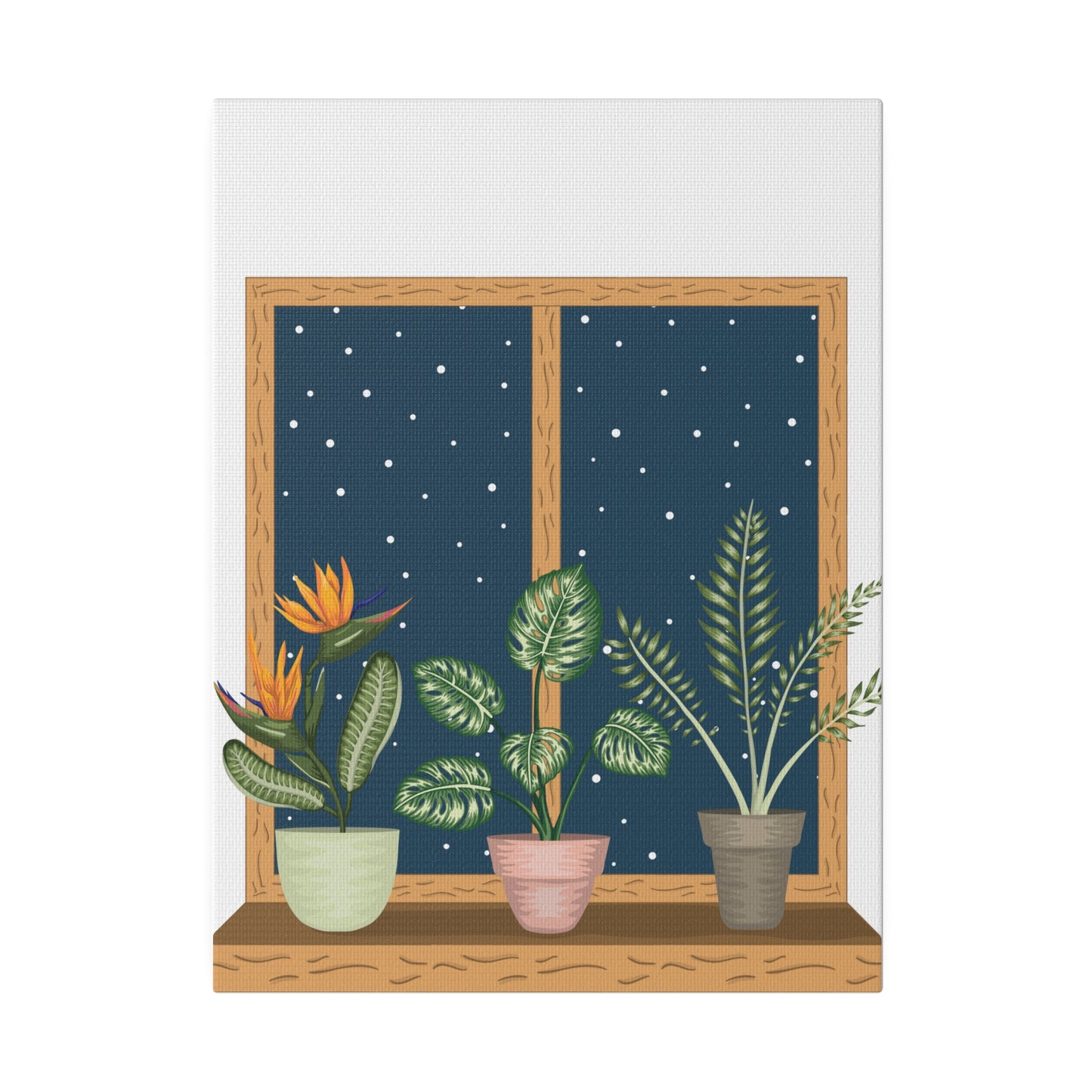 Windows Potted Plants Matte Canvas Wall Art, Botanical Wall Art, Stretched
