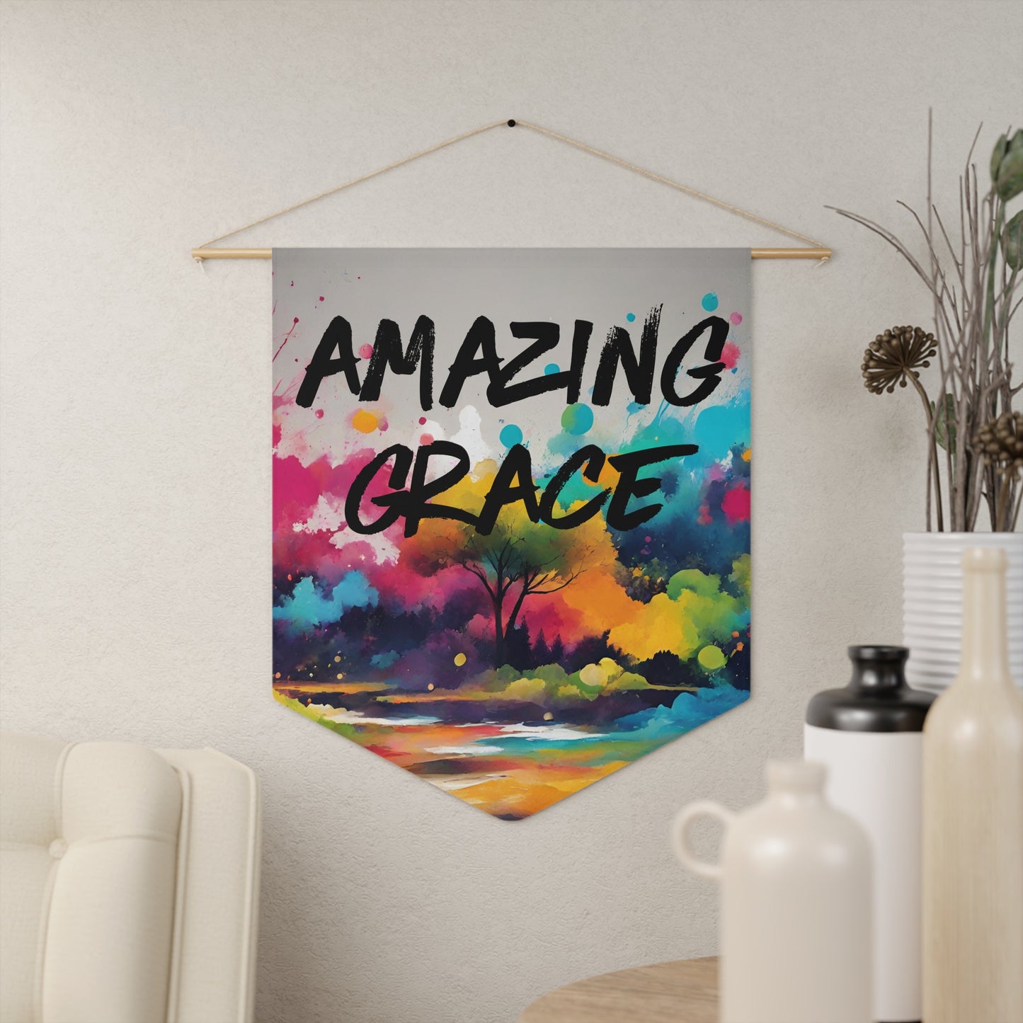 Colorful Amazing Grace Lanscape. Pennant wall art for home decor