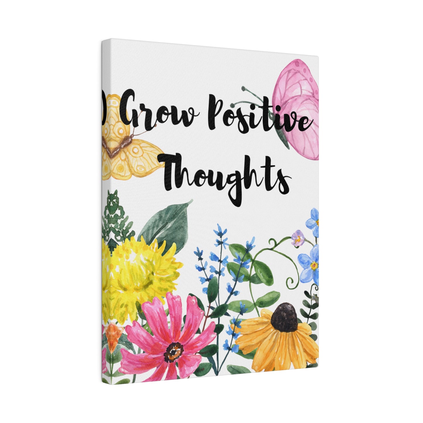 Grow Positive Thoughts Inspirational Wildflower Botanical Wall Art