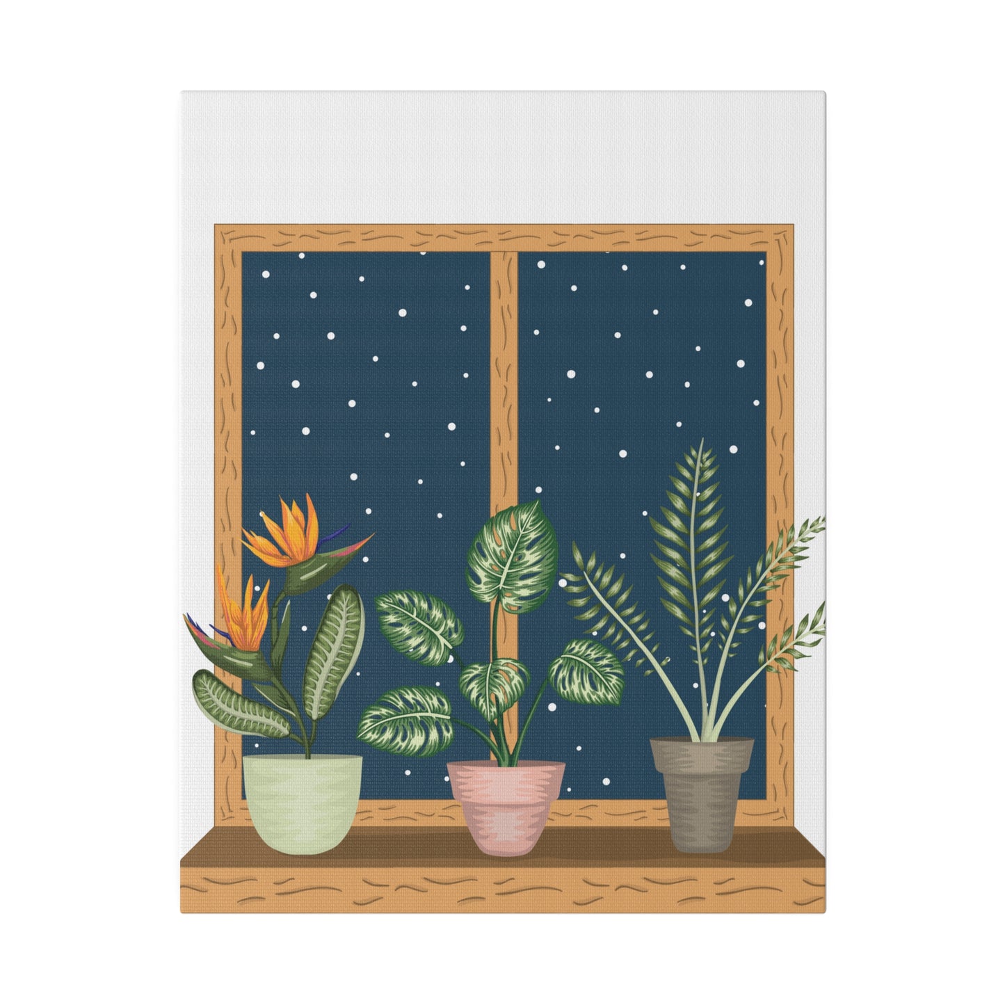 Windows Potted Plants Matte Canvas Wall Art, Botanical Wall Art, Stretched