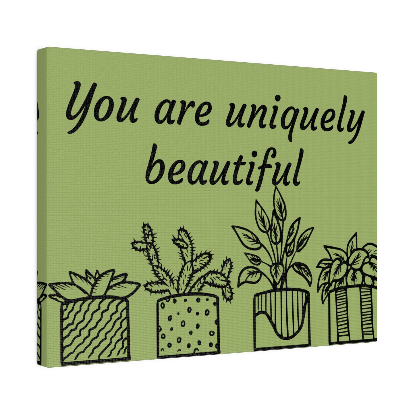 Minimalist Potted Plants Canvas Wall Art, Botanical Wall Art, Stretched