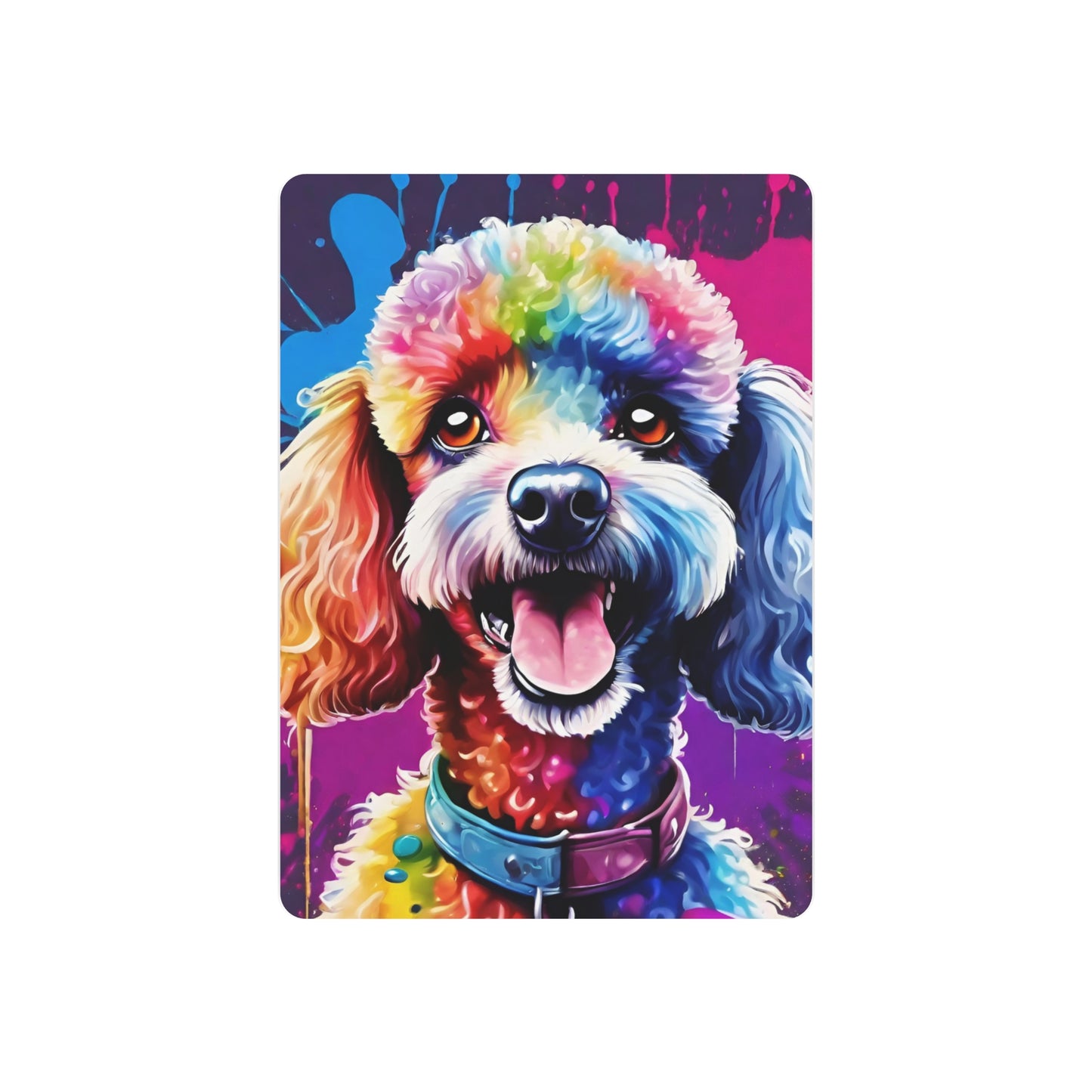 Metal Wall Art Decor featuring a Colorful Poodle . Mounting tools included. Versatile Home Decor.