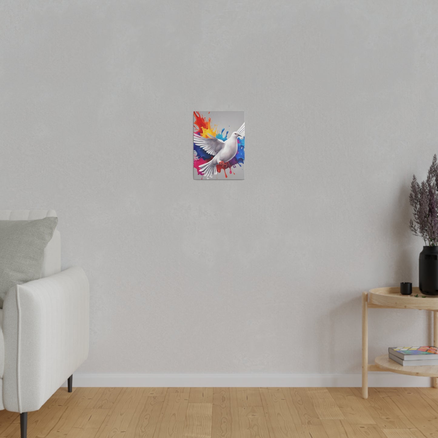 White Beautiful Dove canvas wall art, Animal Wall Art, Colorful home decor
