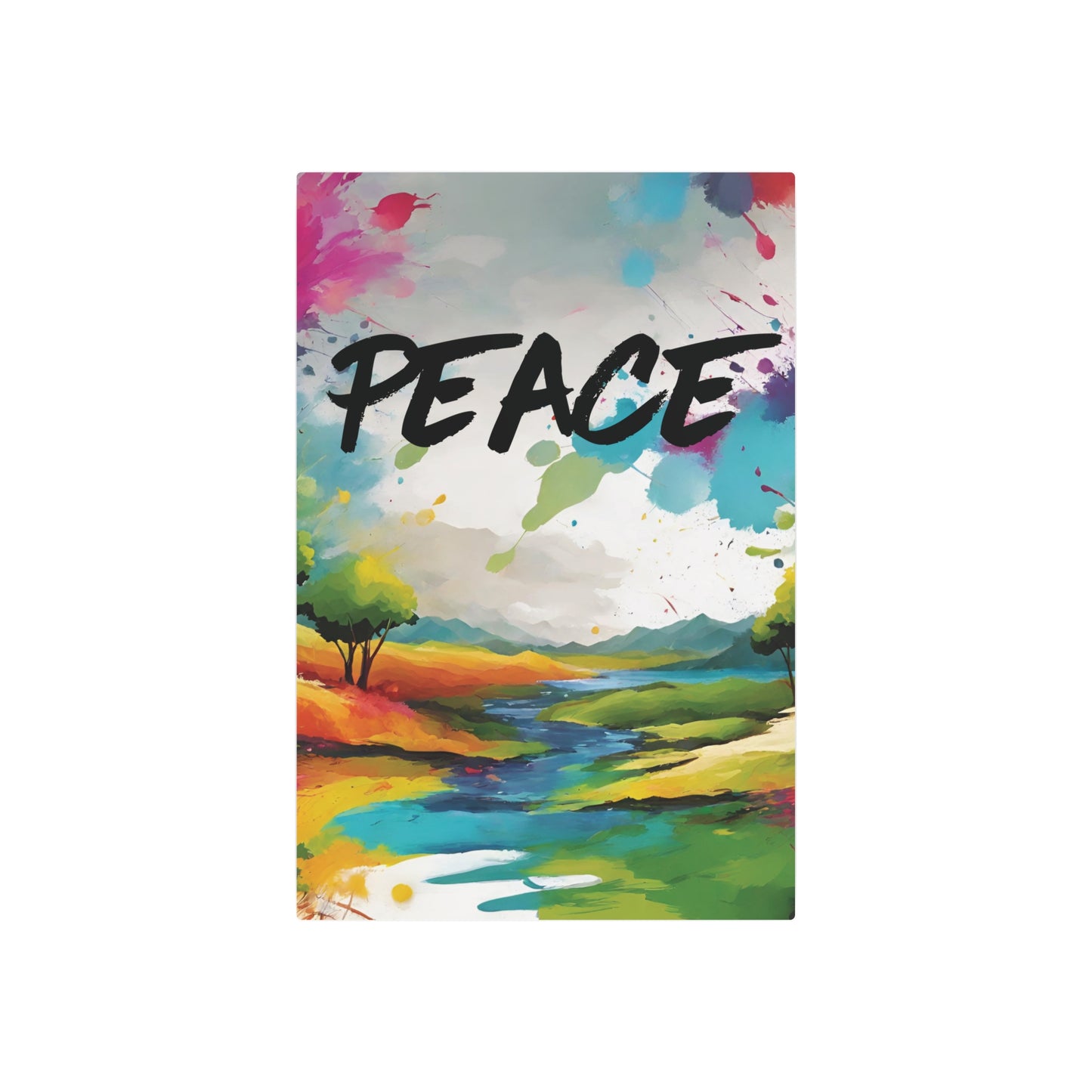 Metal Wall Art Decor featuring a Colorful Lanscape. Mounting tools included. Versatile Home Decor.