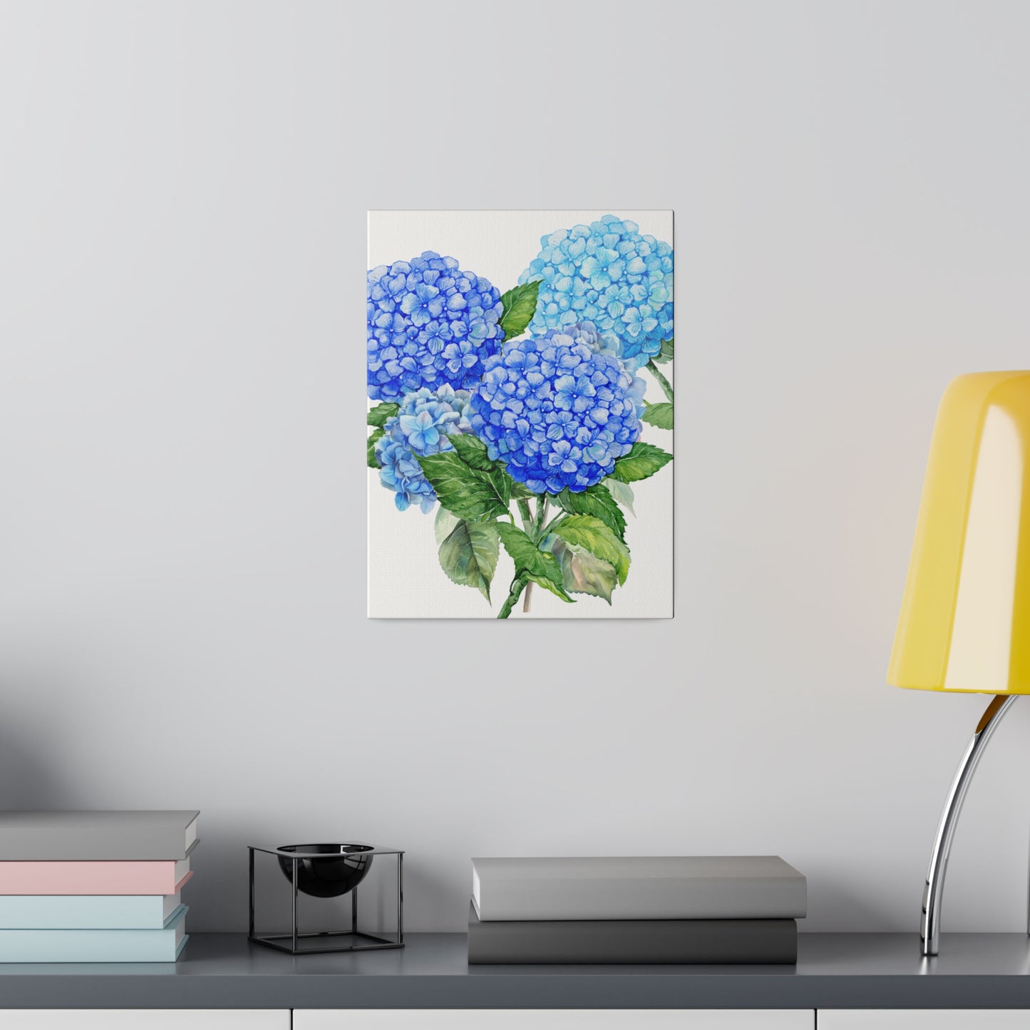 Violet Hydrangea Flowers Botanical Wall Art, Stretched Canvas Wall Art