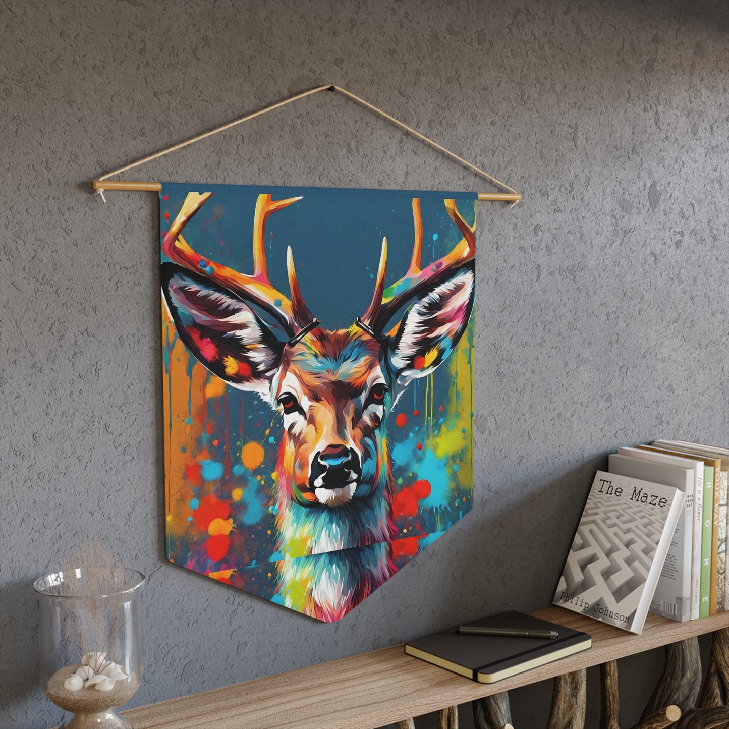 Colorful Deer. Pennant wall art for home decor